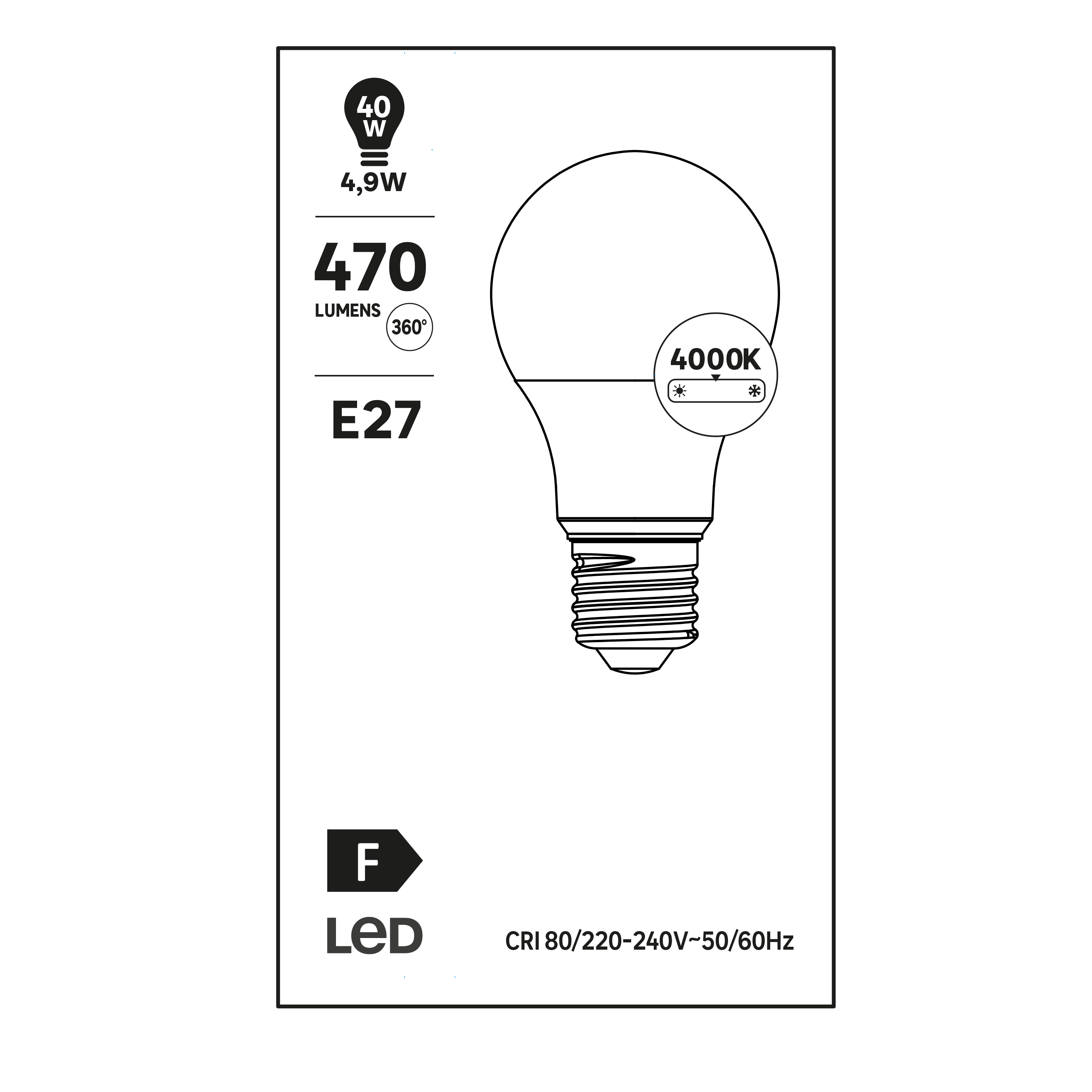 Lâmpada LED A60 E27 470 lm 4000 k 15000H - 8