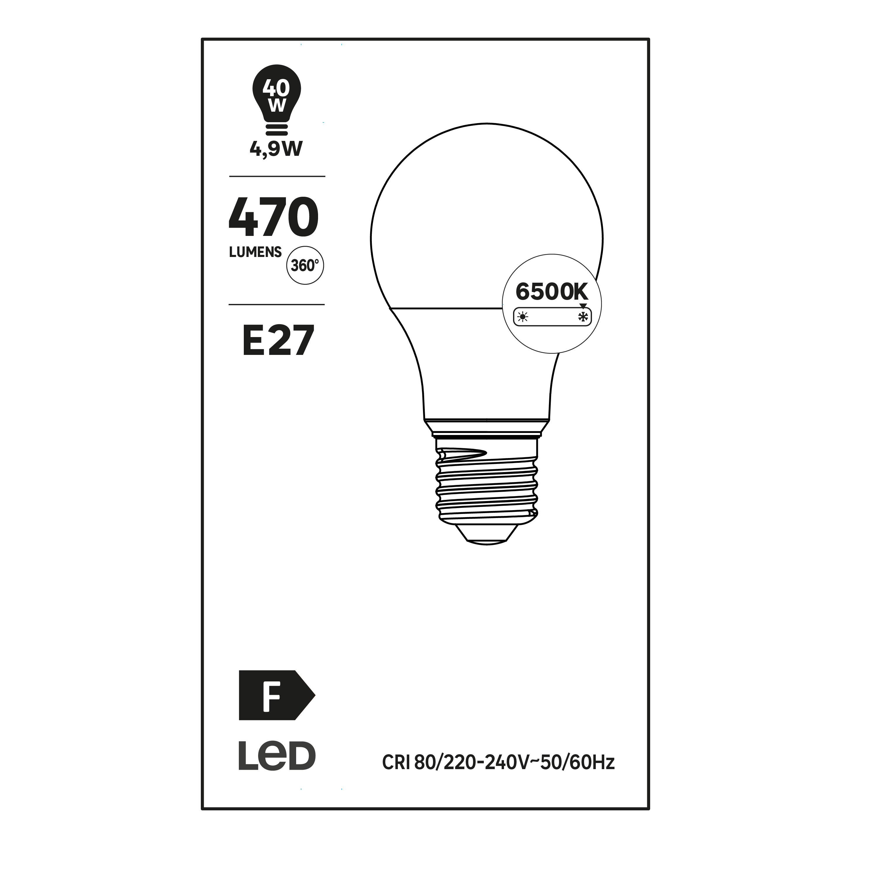 Żarówka LED E27 4,9 W 470 lm Zimna biel - 5