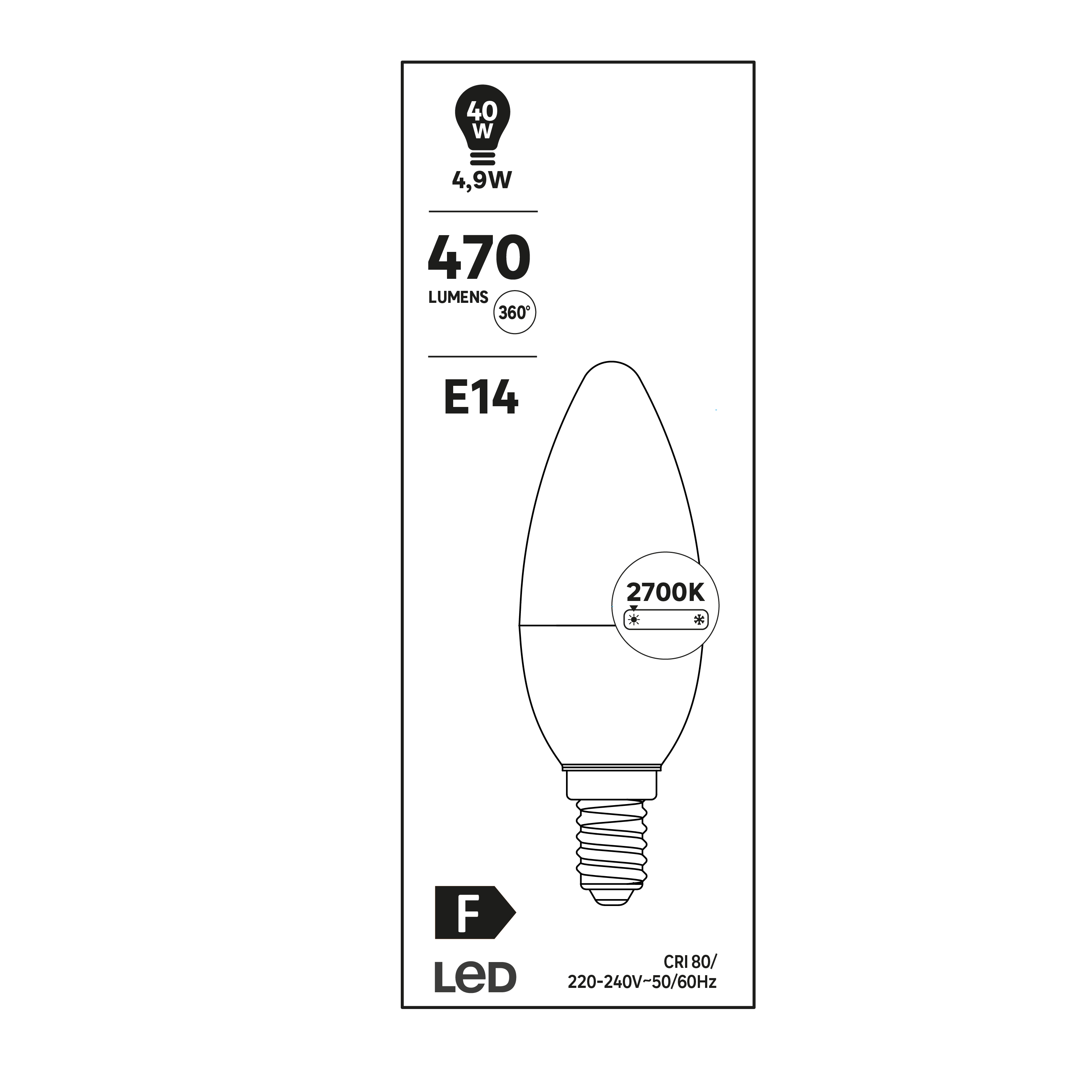 Lâmpada LED C35 E14 470 lm 2700 k 15000H - 8