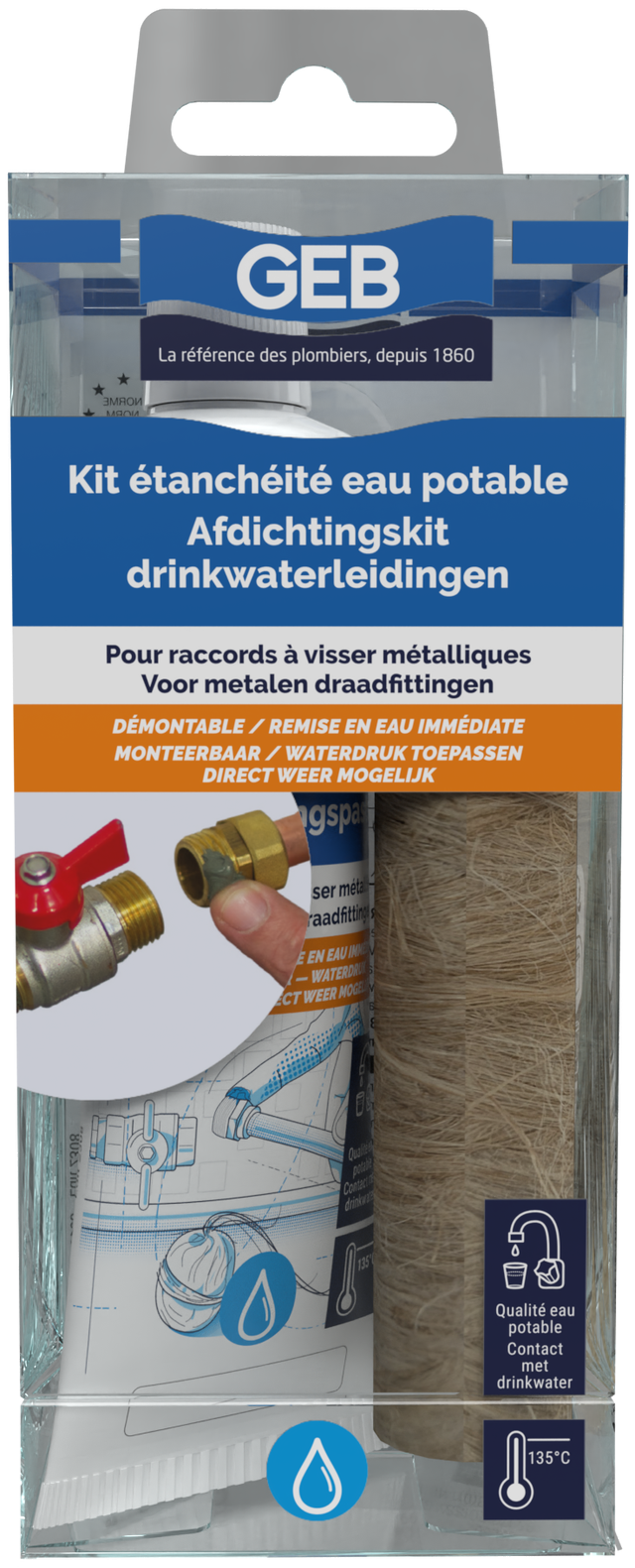 Kit d'étanchéité avec joint pâte et filasse 50 ml GEB