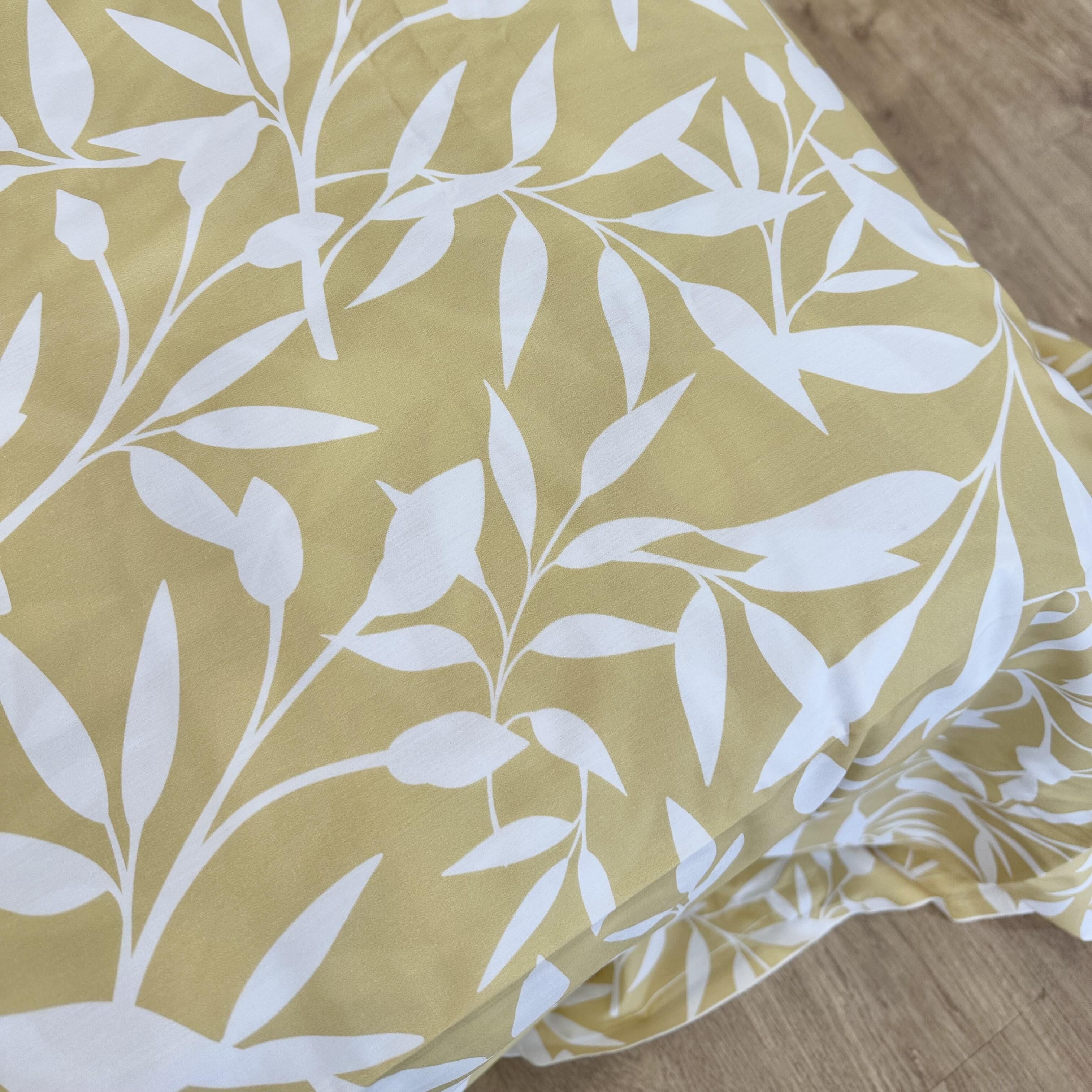 Juego de sábanas AMORE MIO Larino algodón flor amarillo / dorado para cama de 150 cm Pack cama 150: sábana encimera (240x280 cm) y dos fundas de almohada (50x85 cm) - 6