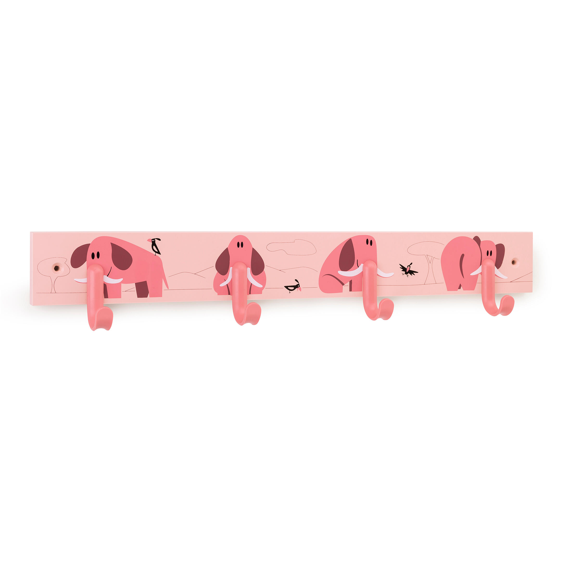 Perchero de pared 3706 abs rosa con 4 ganchos