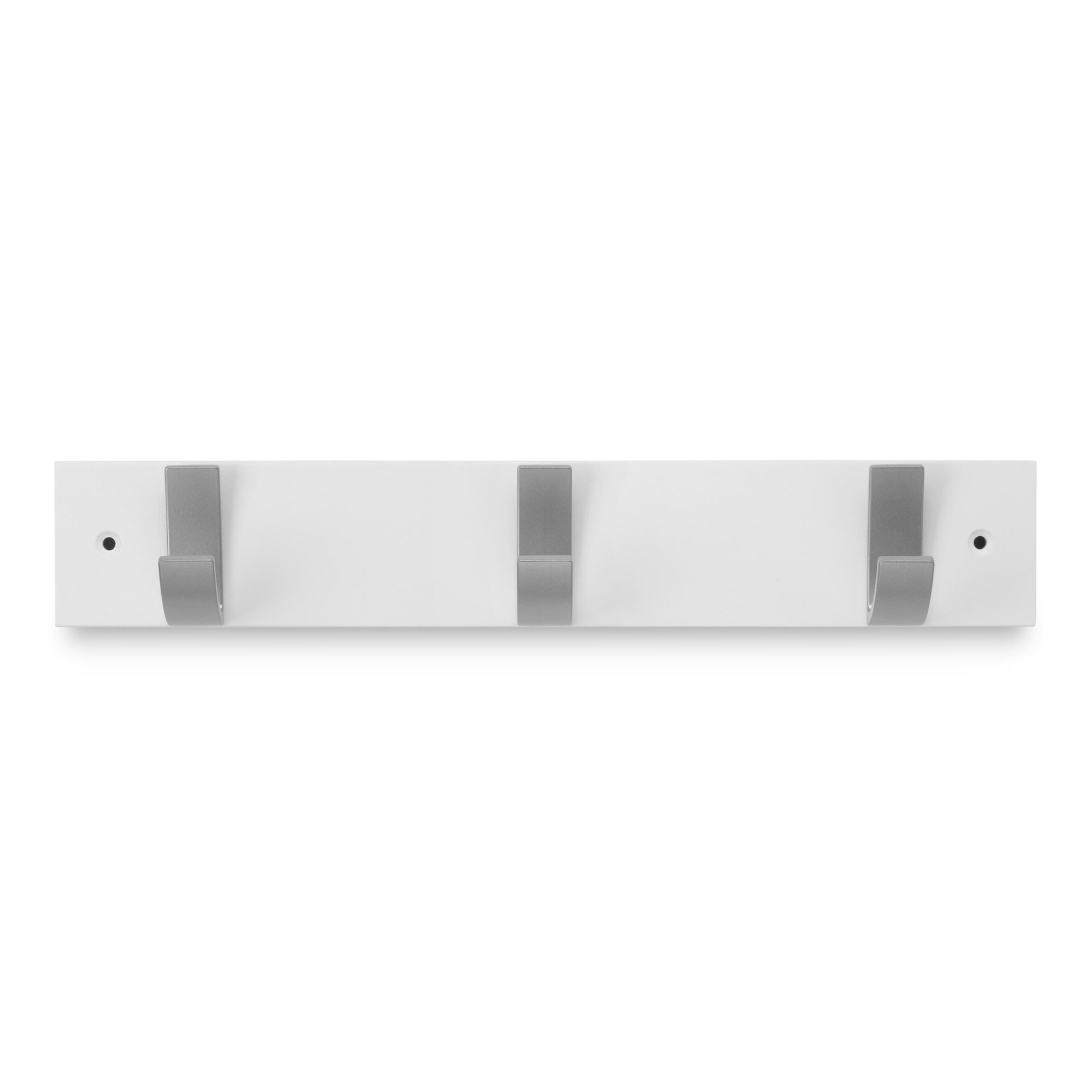 Perchero de pared zamak blanco con 3 ganchos