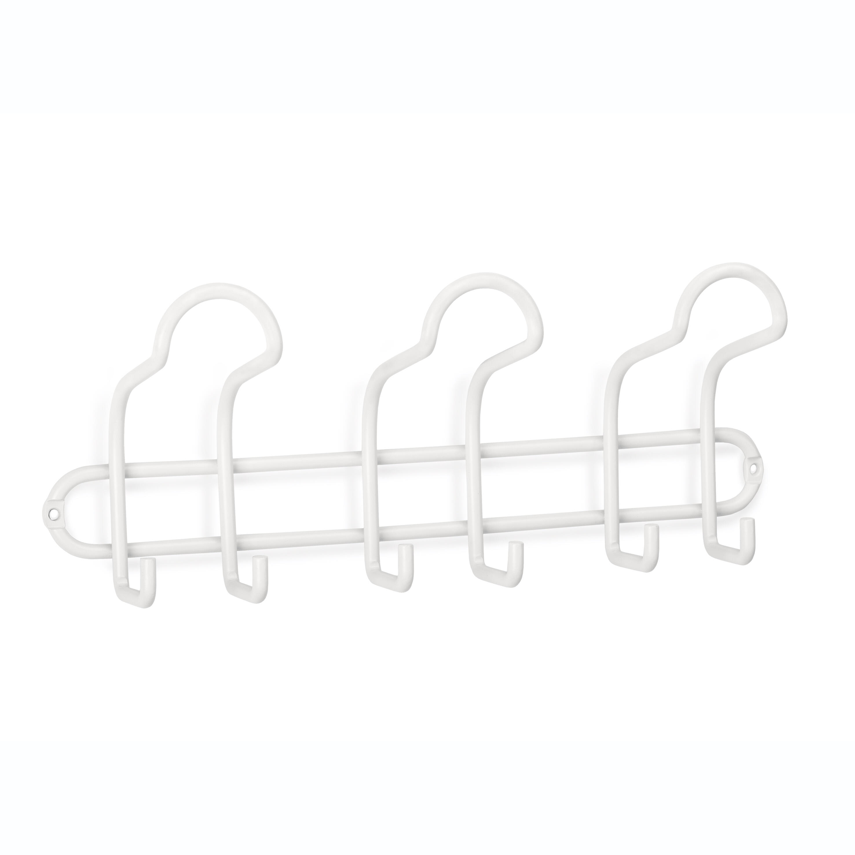 Perchero de pared 3719 acero blanco con 9 ganchos