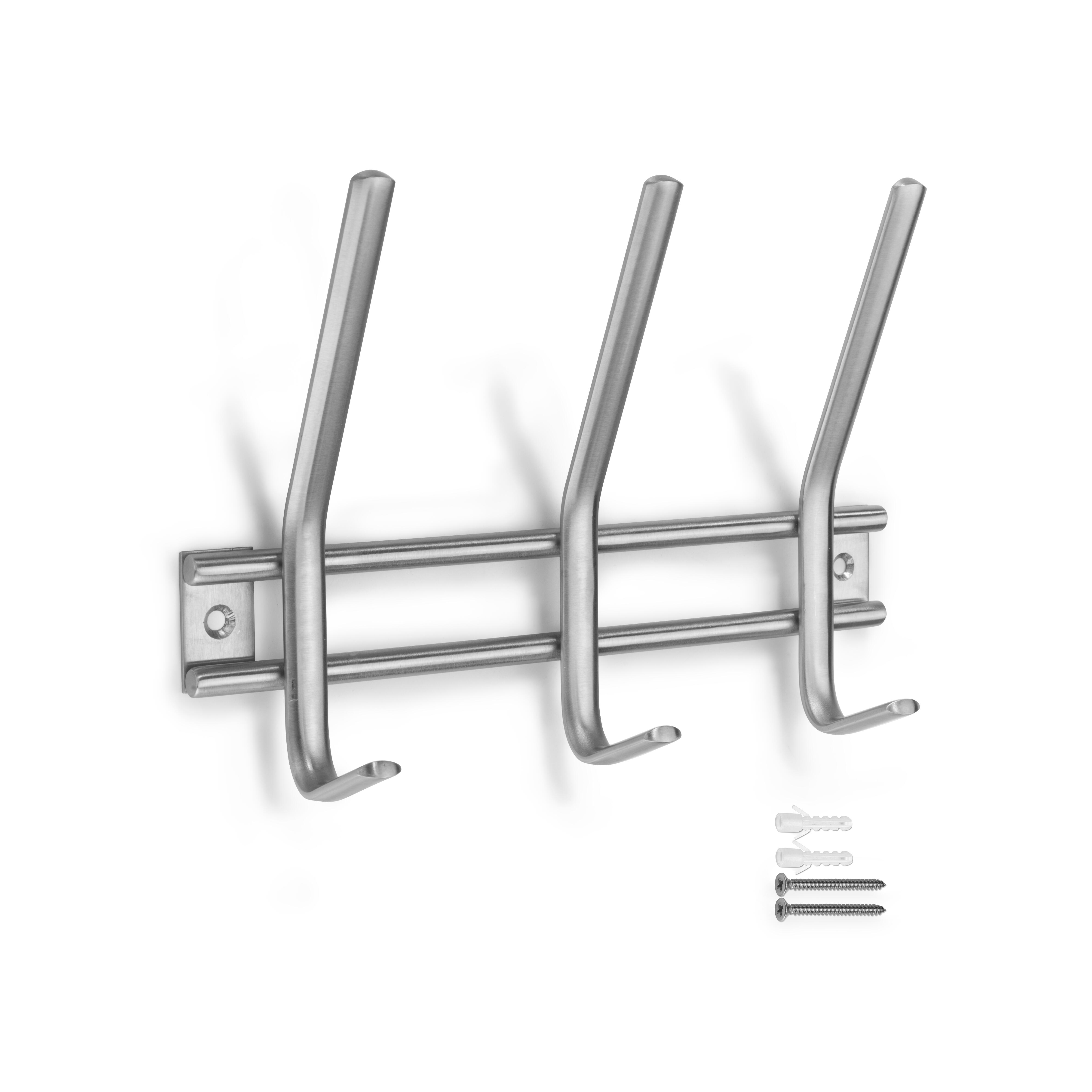 E3/66529 Colgador Acero Inox 6 Ganchos Doble (Blister) - Inofix En Oferta Perchero De Pared 3718 Acero Inoxidable Gris Con 6 Ganchos