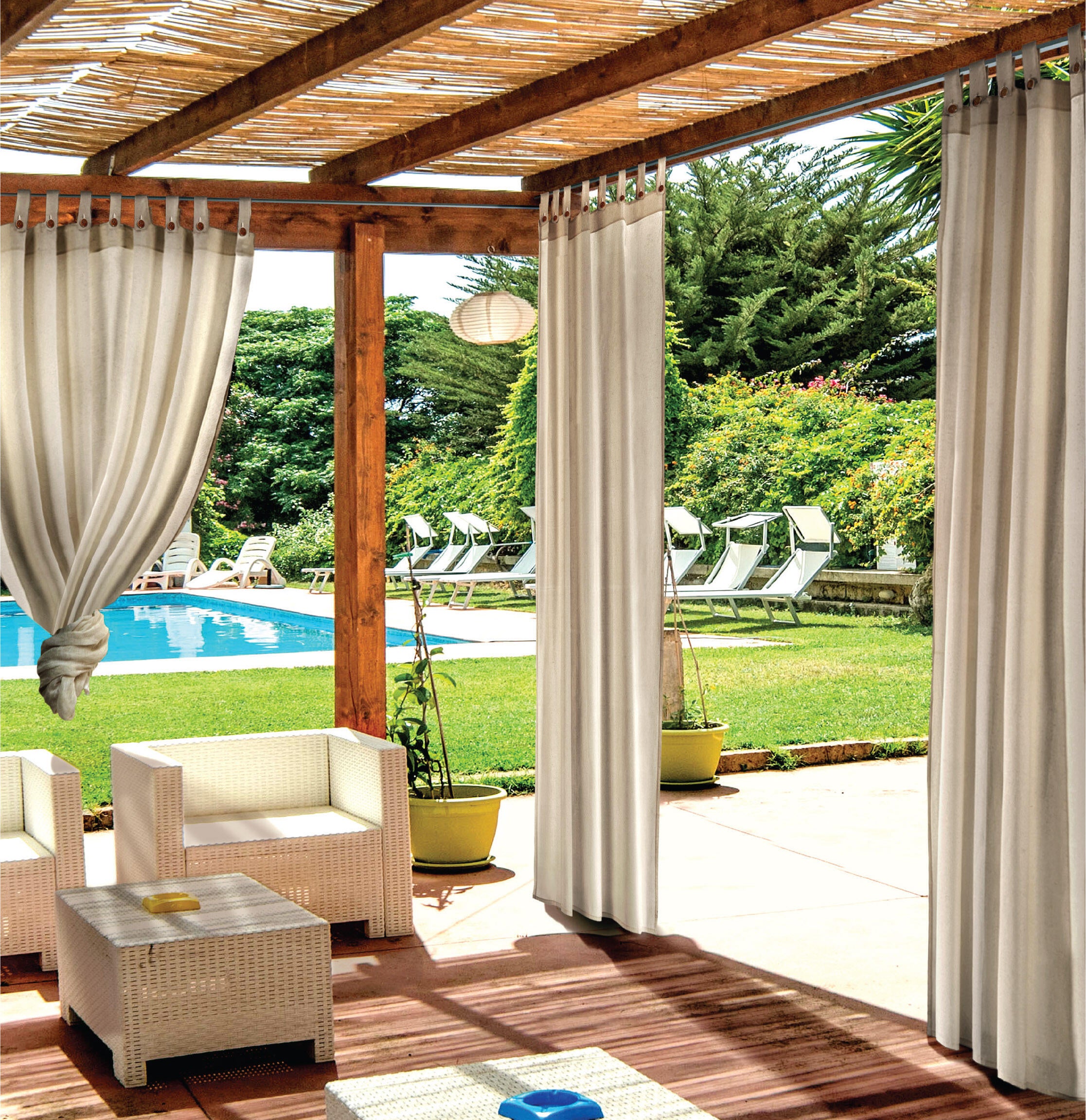 Tenda Miros naturale, passanti con bottoni 138x270 cm - 2