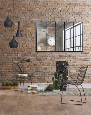 Miroir rectangulaire mdf noir Verrière, l.140 x H.90 cm