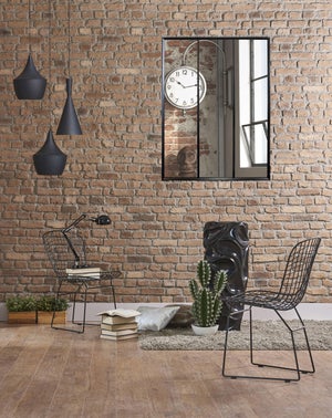 Miroir rectangulaire mdf noir Verrière, l.85 x H.113 cm