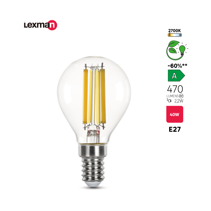 Ampoule led, sphérique E14, 470lm, classe énergétique A, blanc chaud, LEXMAN - 3