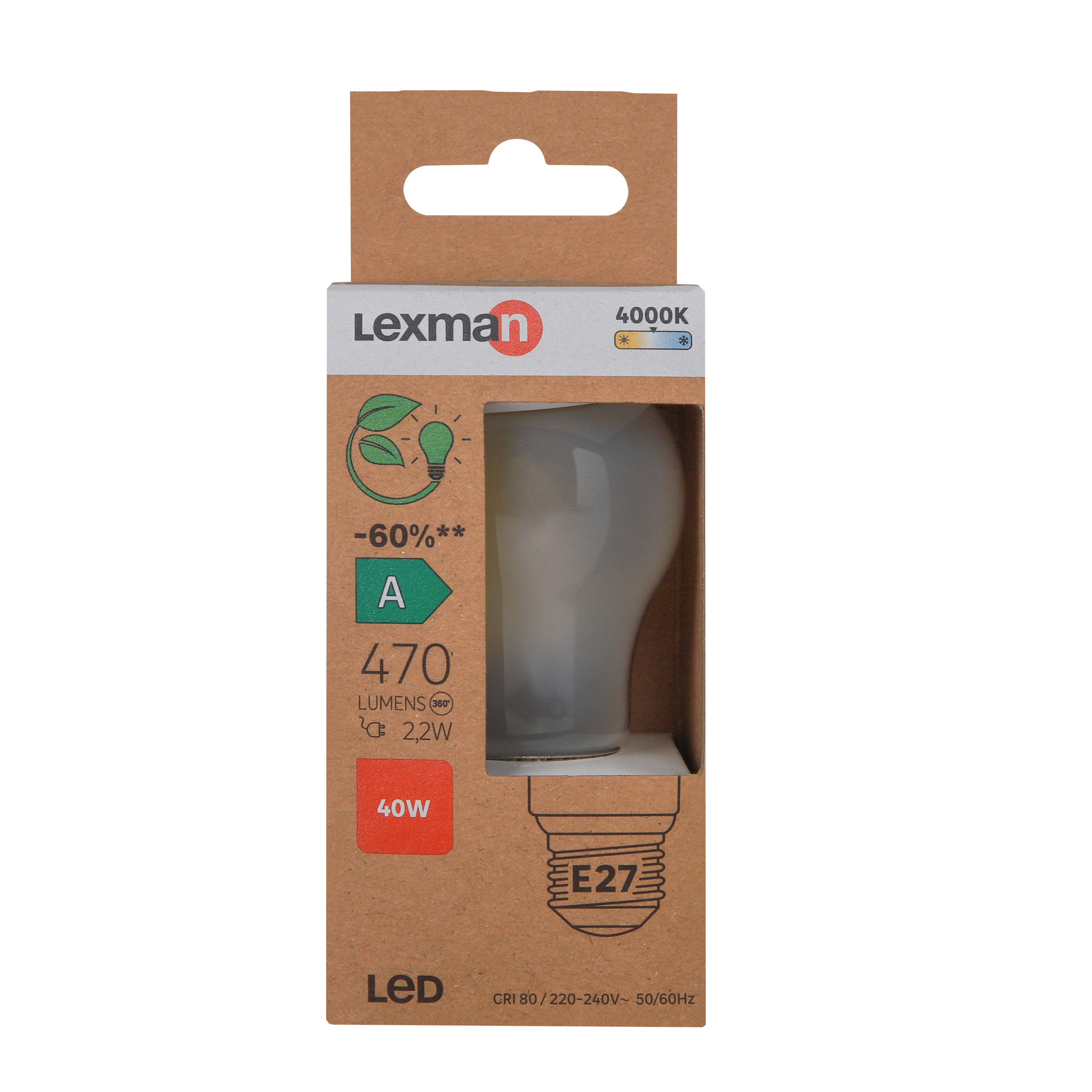 Ampoule led,  E27, 470lm, classe énergétique A, blanc neutre, LEXMAN - 4