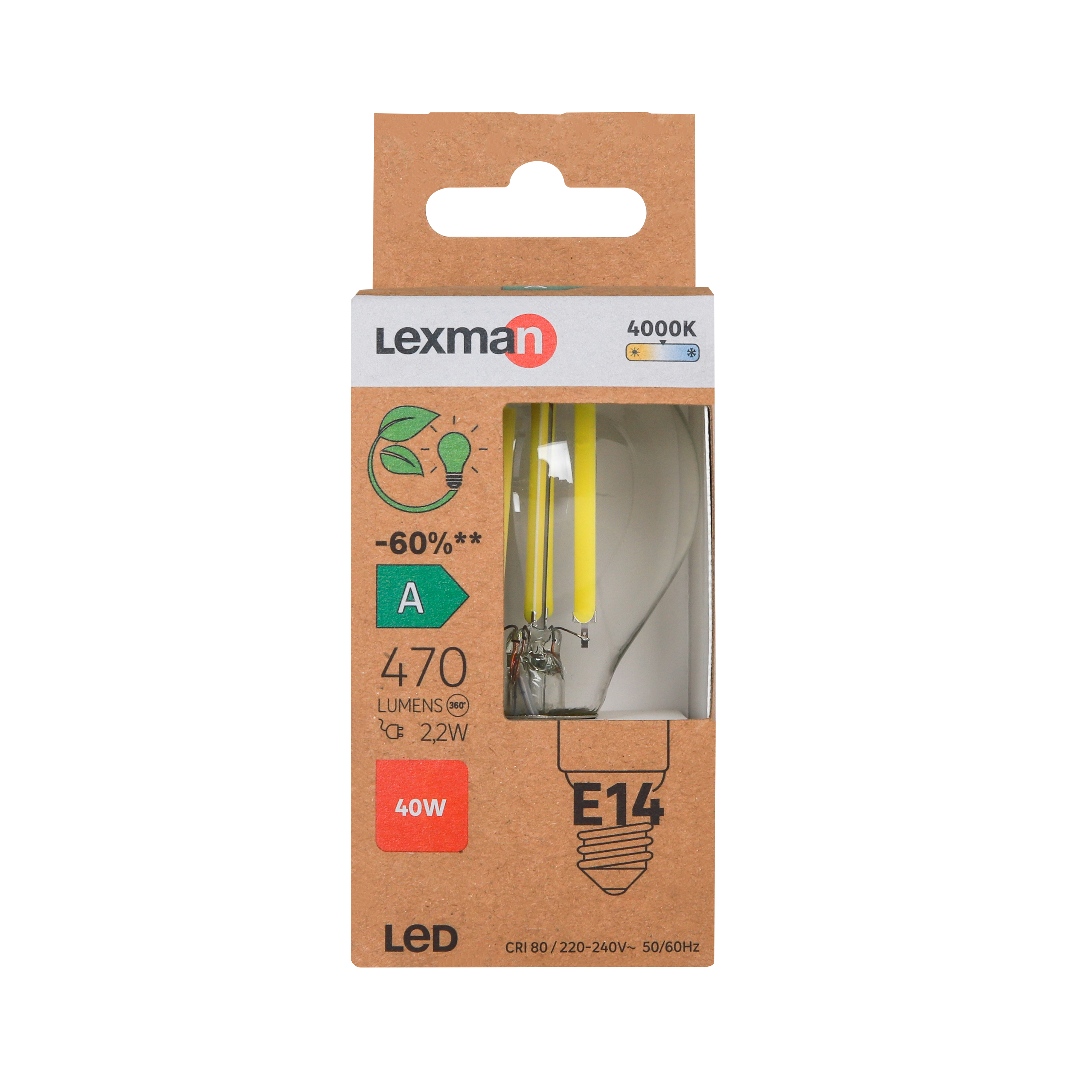 Ampoule led, sphérique E14, 470lm, classe énergétique A, blanc neutre, LEXMAN - 4