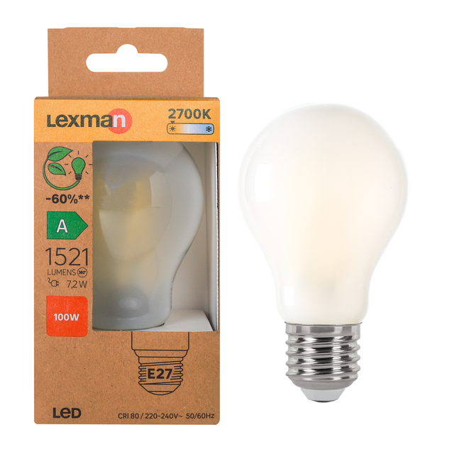 Ampoule led,  E27, 1521lm, classe énergétique A, blanc chaud, LEXMAN