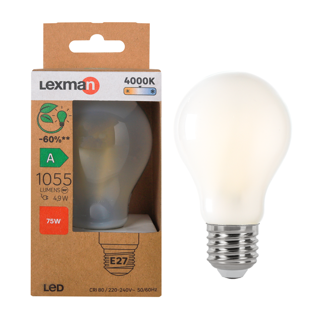 Ampoule led,  E27, 1055lm, classe énergétique A, blanc neutre, LEXMAN