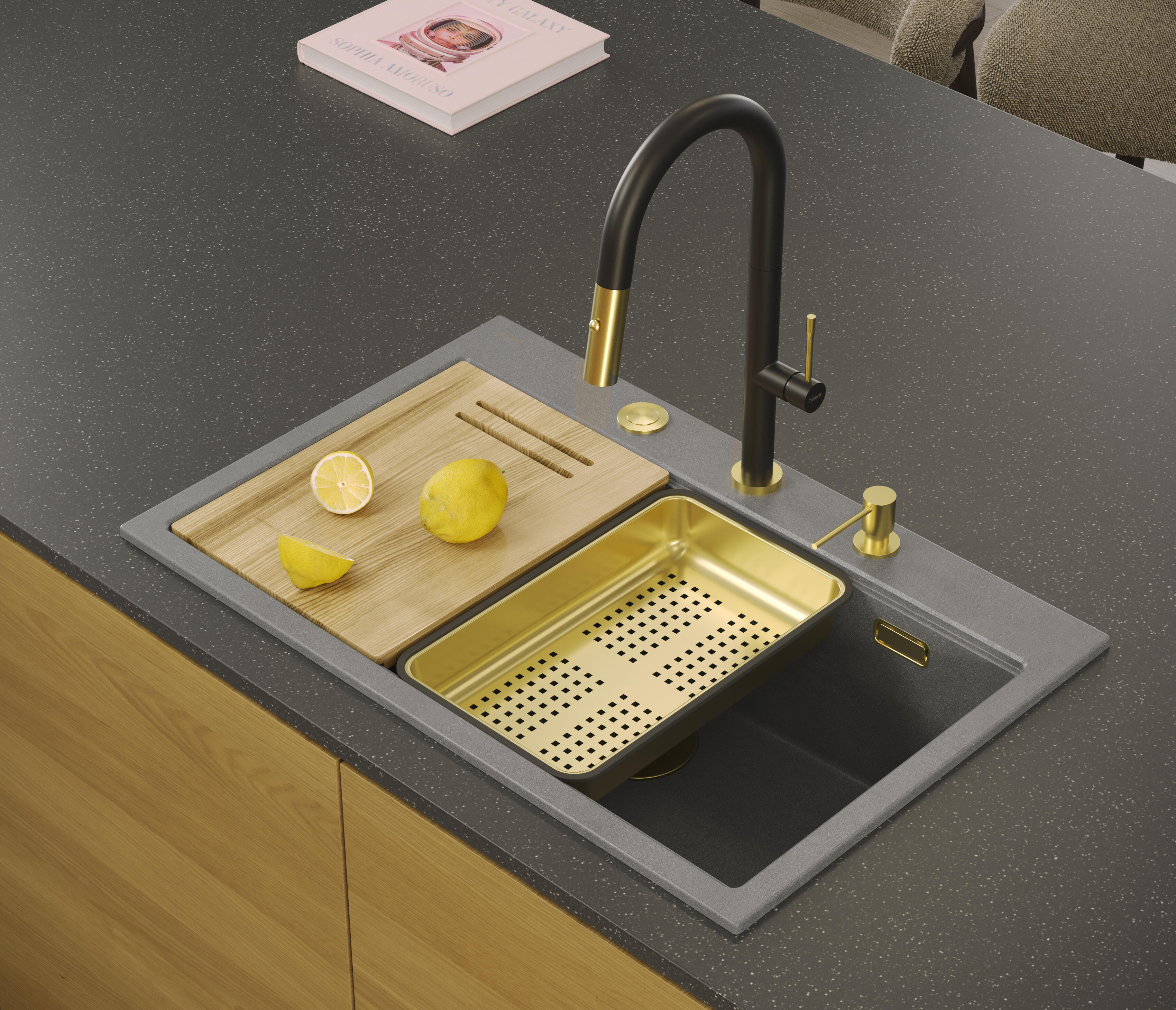 Wkładka ociekowa do zlewozmywaka 380 x 230 mm złota Quadron - 3