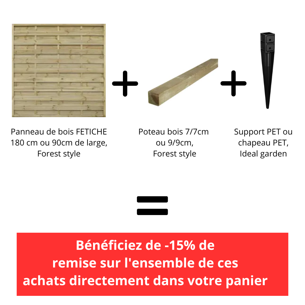 Poteau bois carré Luna marron, l.9 x P.9 - 8