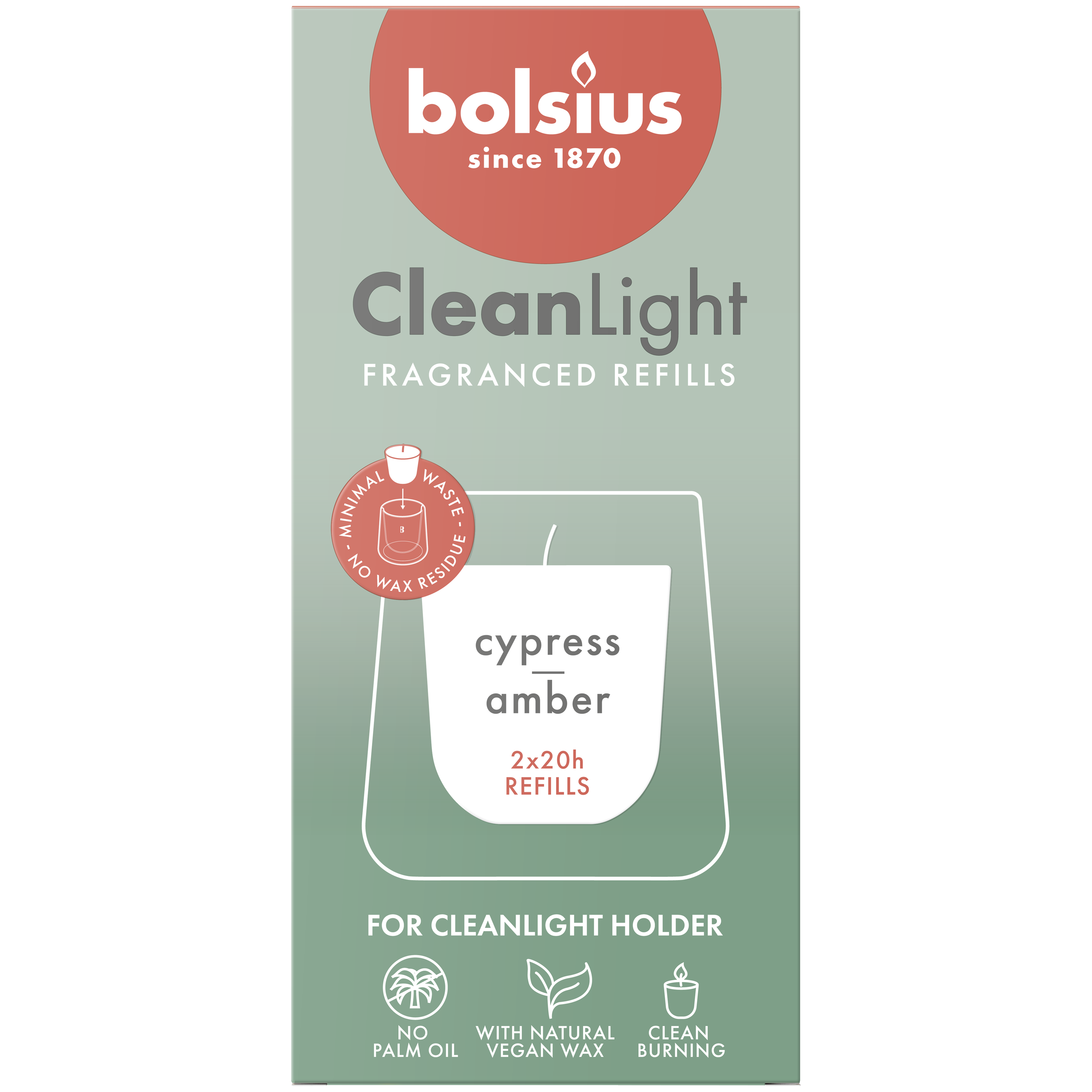 Wkład Cyprys Ambra 2 szt. do świecznika CleanLight Bolsius