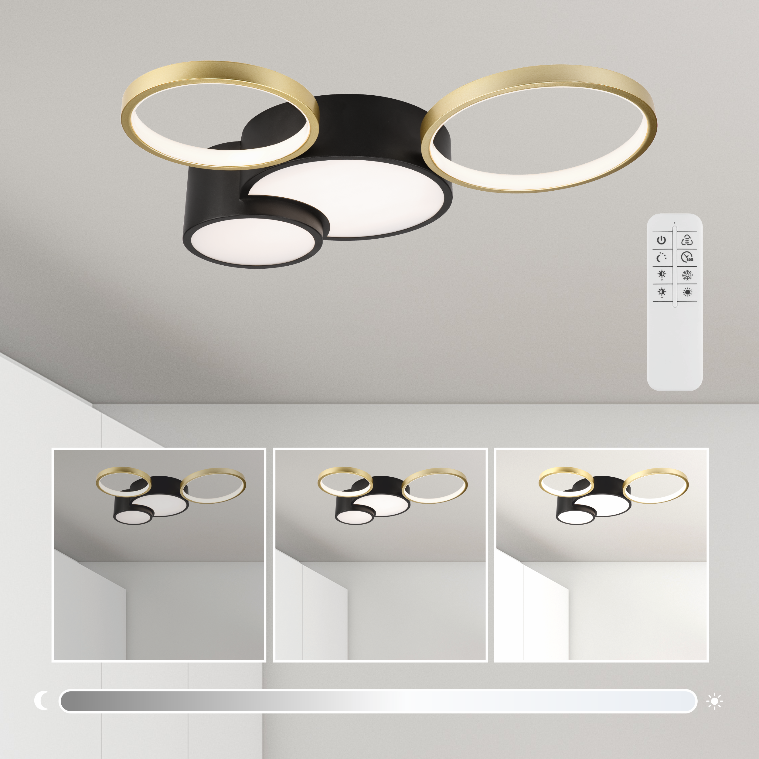 Plafon Alizee czarno-złoty LED - 12