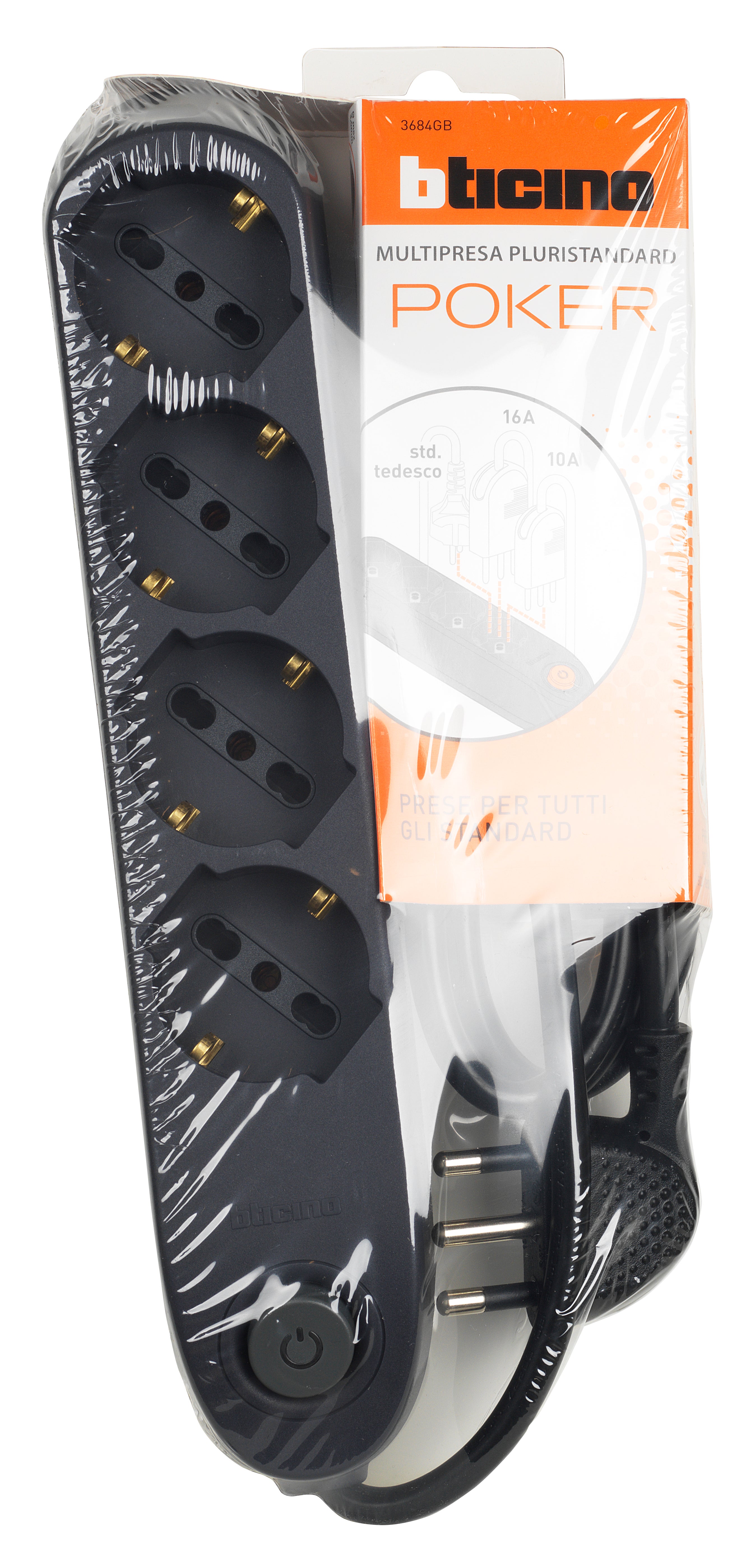 Multipresa BTICINO 4 prese universali cavo 1.5 m nero - 6