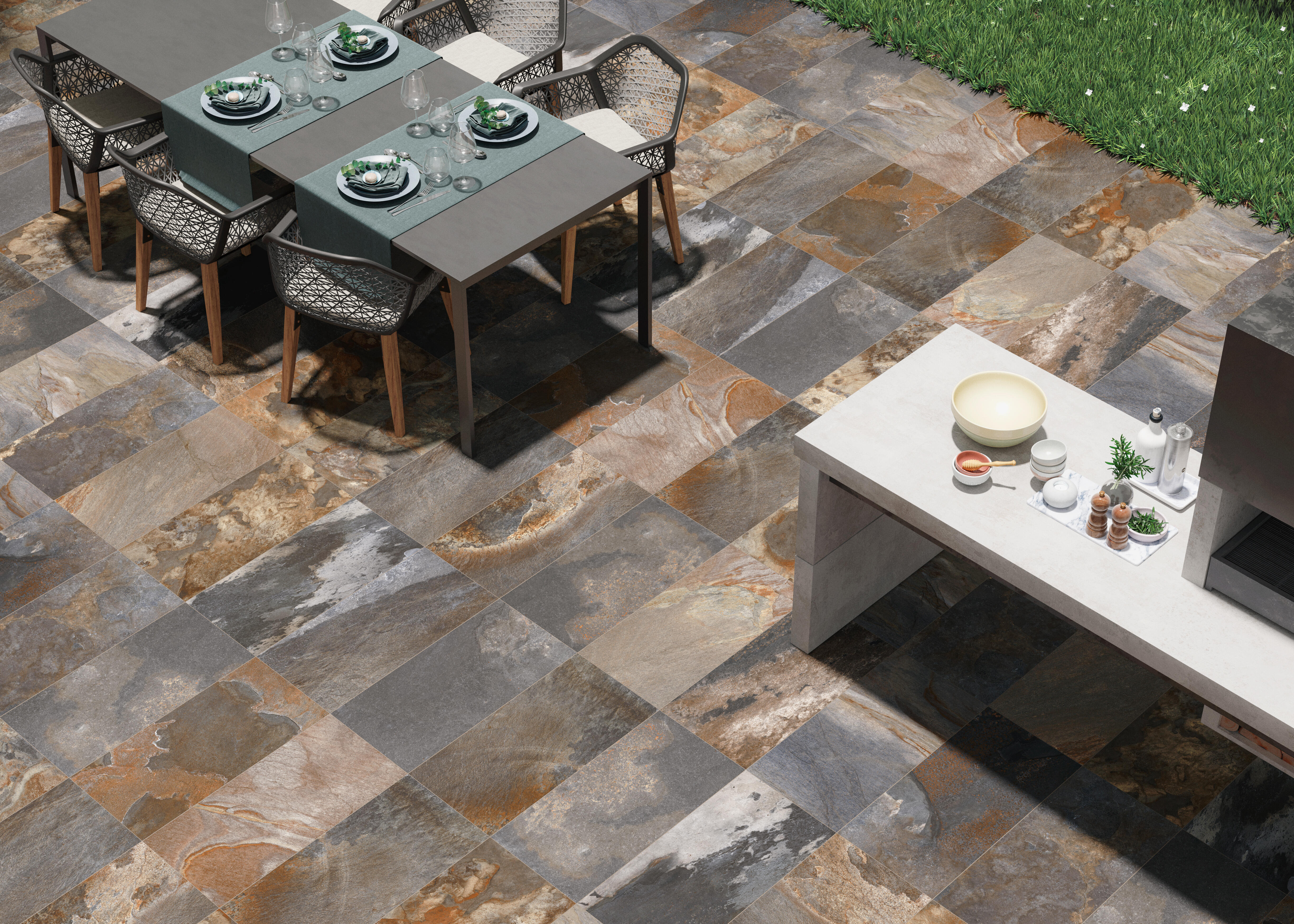Suelo/azulejo porcelánico baltimore efecto piedra multicolor 30x60 cm c3 artens