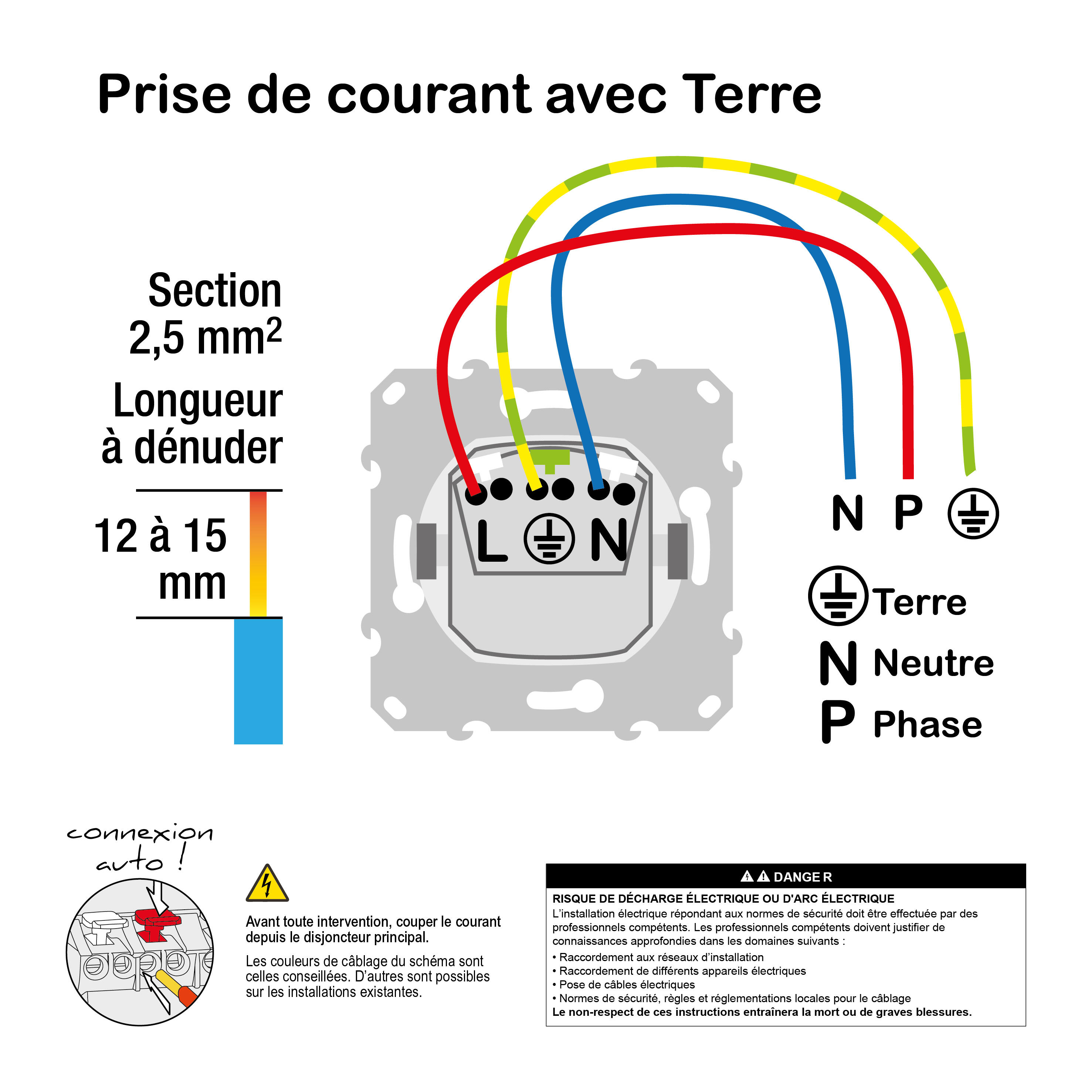 Prise avec terre affleurante à assembler Ovalis, SCHNEIDER ELECTRIC, blanc - 3