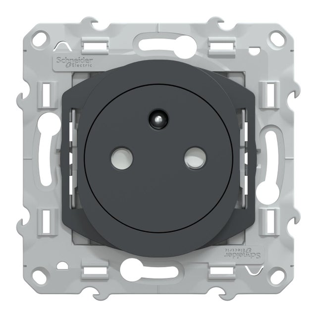 Prise avec terre affleurante à assembler Ovalis, SCHNEIDER ELECTRIC, anthracite
