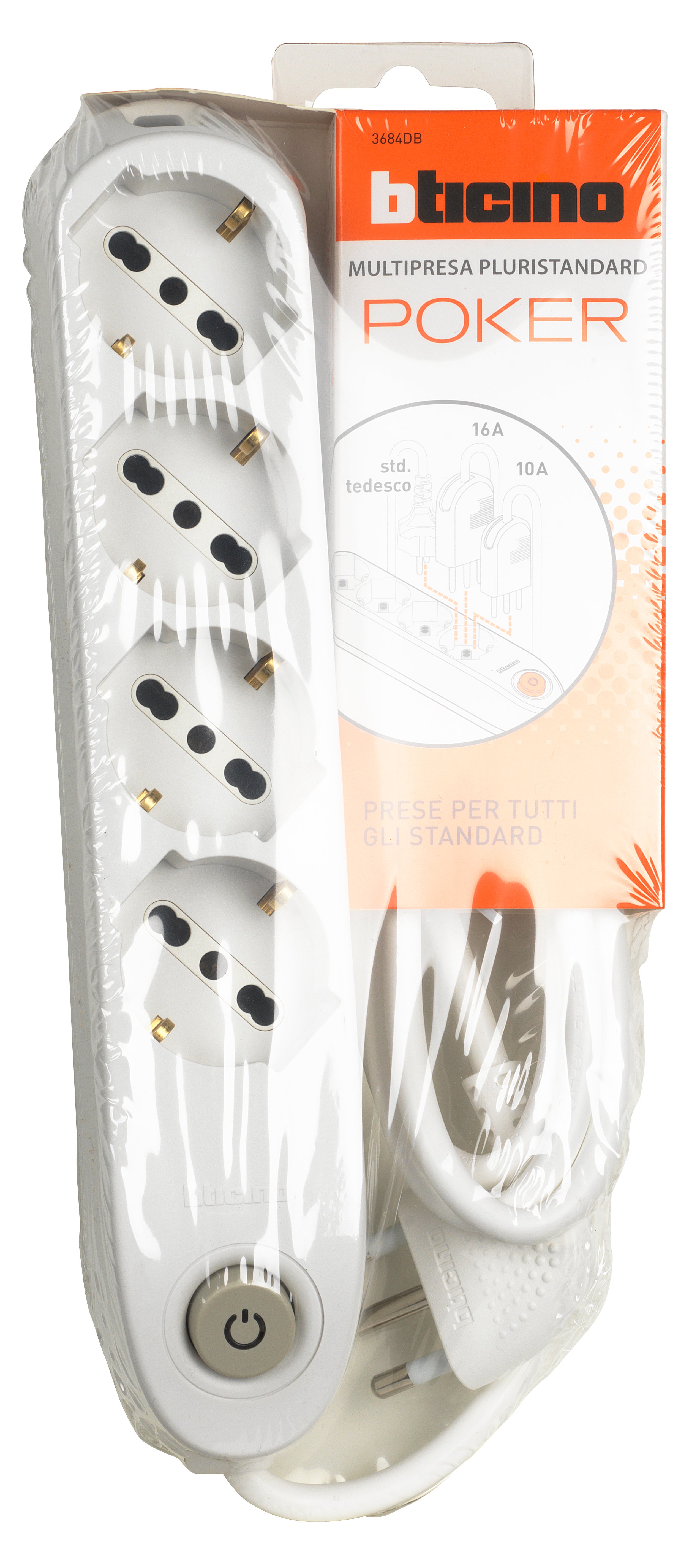 Multipresa BTICINO 4 prese universali cavo 1.5 m bianco - 6