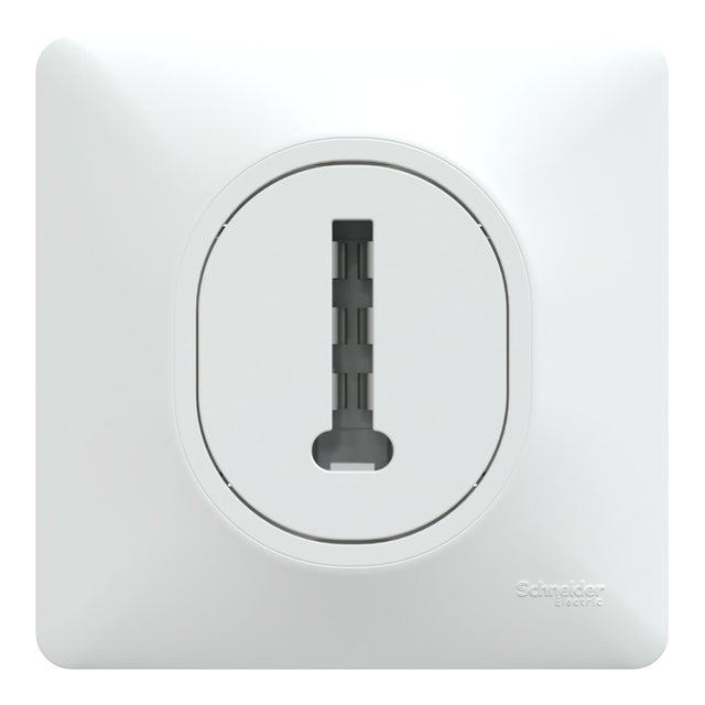 Prise téléphone monobloc plaque vis griffes Ovalis, SCHNEIDER ELECTRIC, blanc