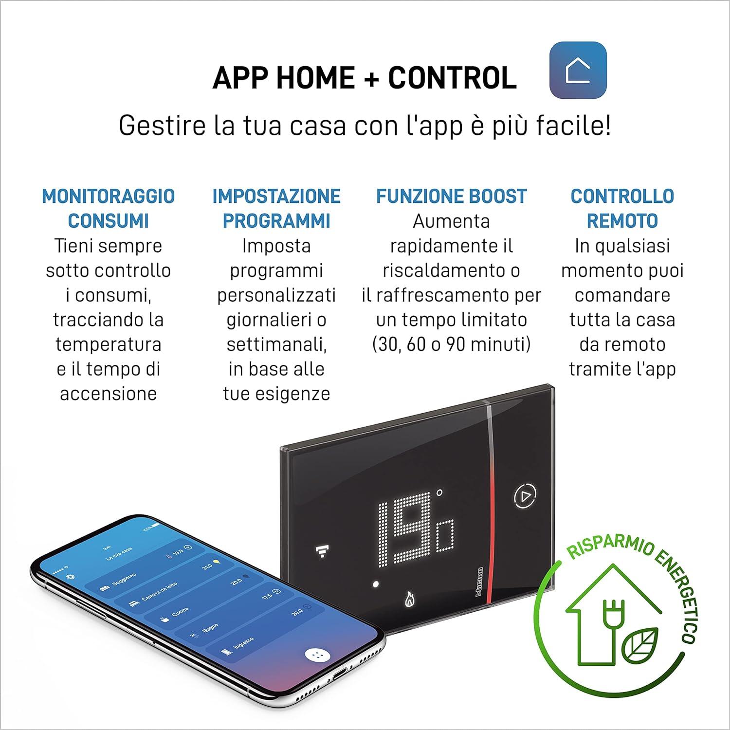 Termostato intelligente e connesso da incasso WIFI BTICINO Smarter2 nero - 9