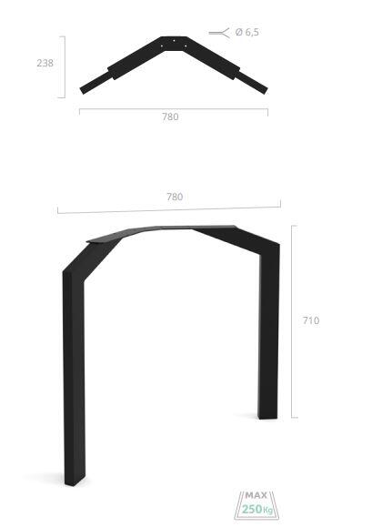 Pied de table design REI acier noir l.78 x H. 71 cm - 3