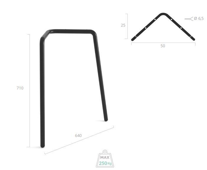 Pied de table REI acier noir mat l. 64 x H. 71 cm - 4