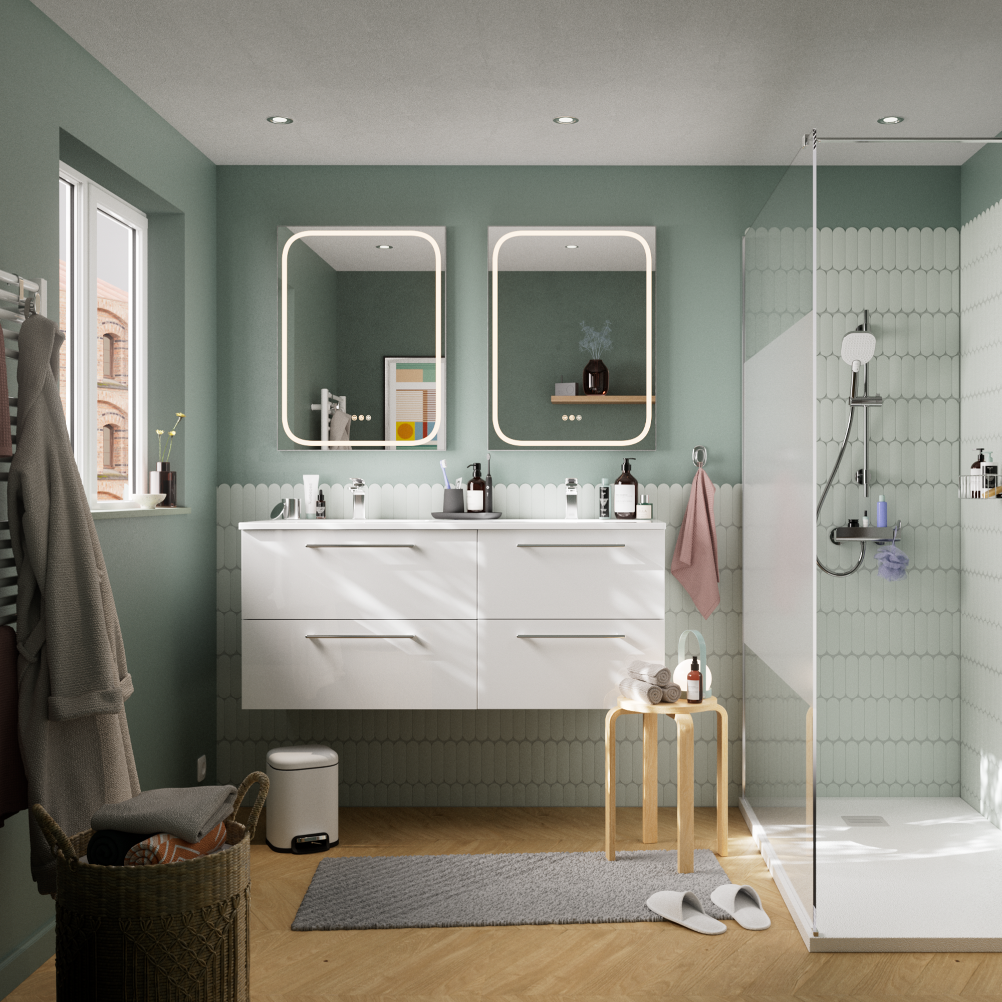 Lustro z oświetleniem Remix 60 x 80 cm chrom Sensea - 5