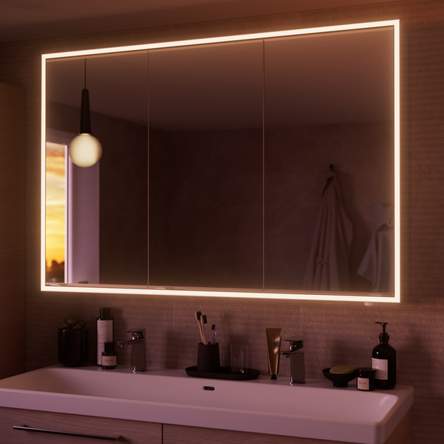 Armoire de toilette lumineuse led 3p H.80 x l.120 x P.16.9 cm chromé Remix