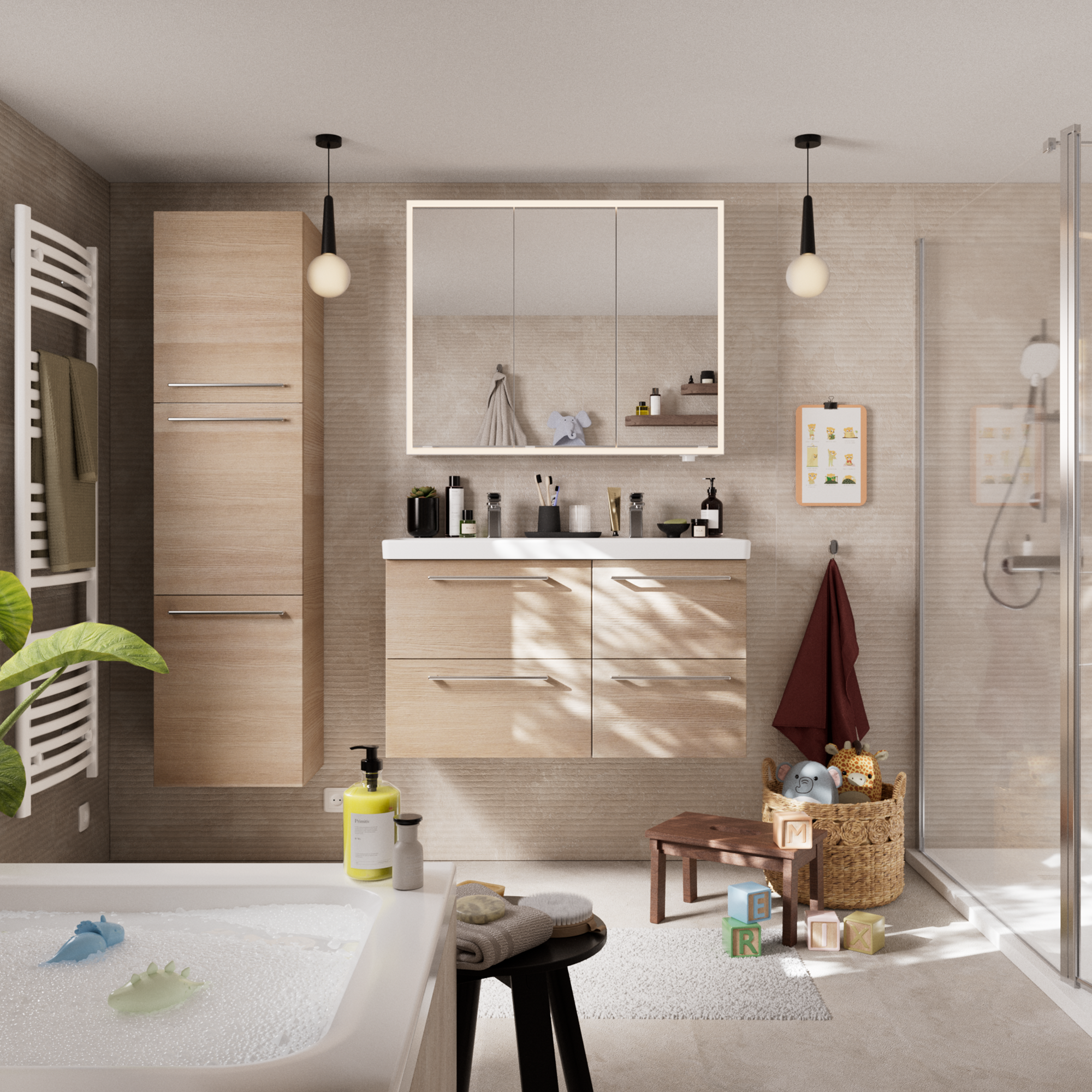 Armoire  l. 100 cm H. 80 cm P. 16.9 cm, blanc Remix, variateur lum et couleur - 4