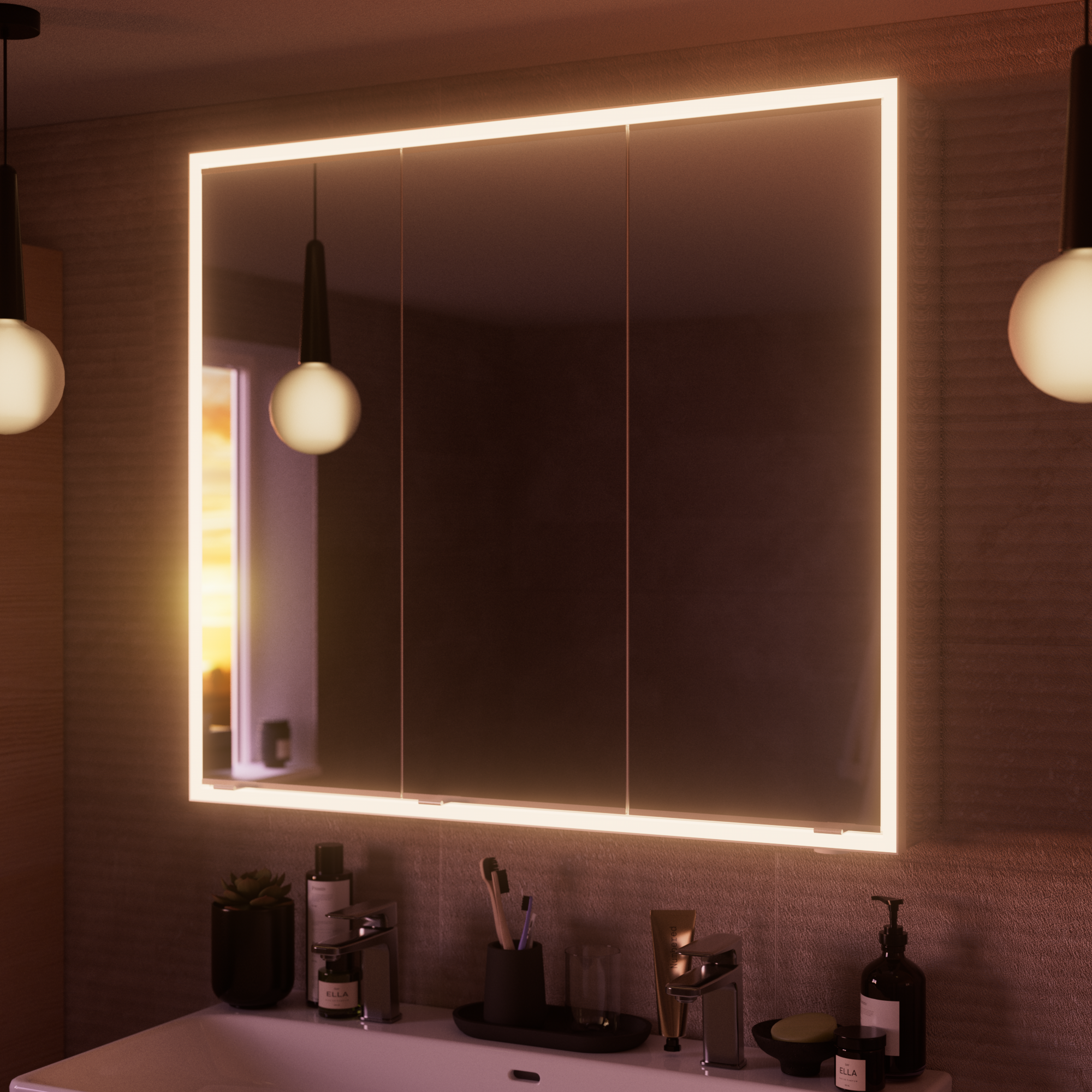 Armario de baño con luz remix 90x80x16.9 cm