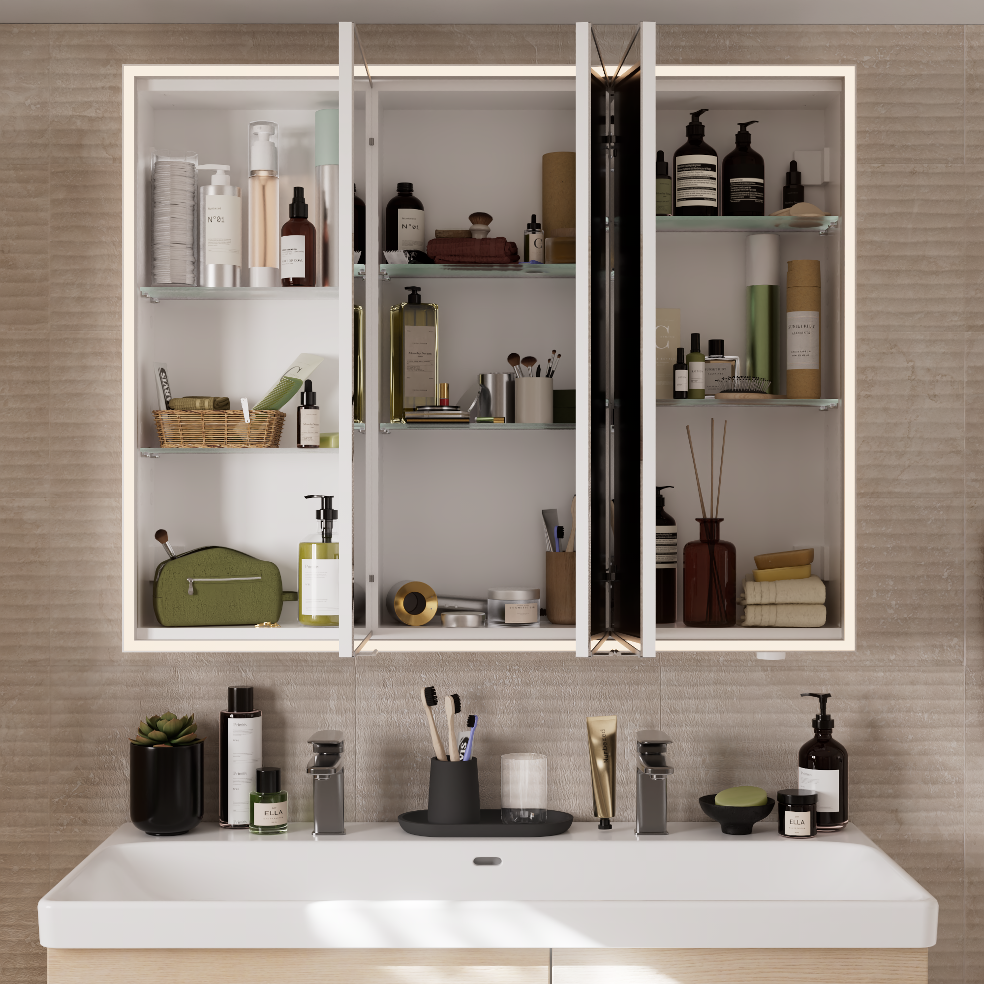 Armoire  l. 100 cm H. 80 cm P. 16.9 cm, blanc Remix, variateur lum et couleur - 3