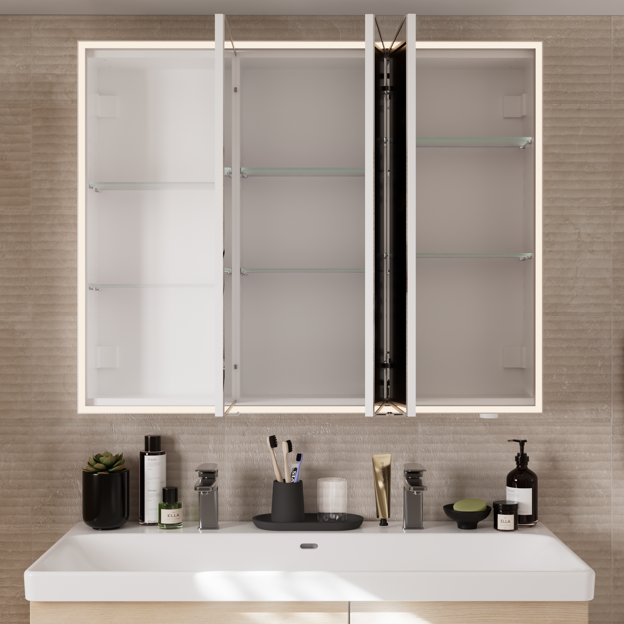 Armoire  l. 100 cm H. 80 cm P. 16.9 cm, blanc Remix, variateur lum et couleur - 2