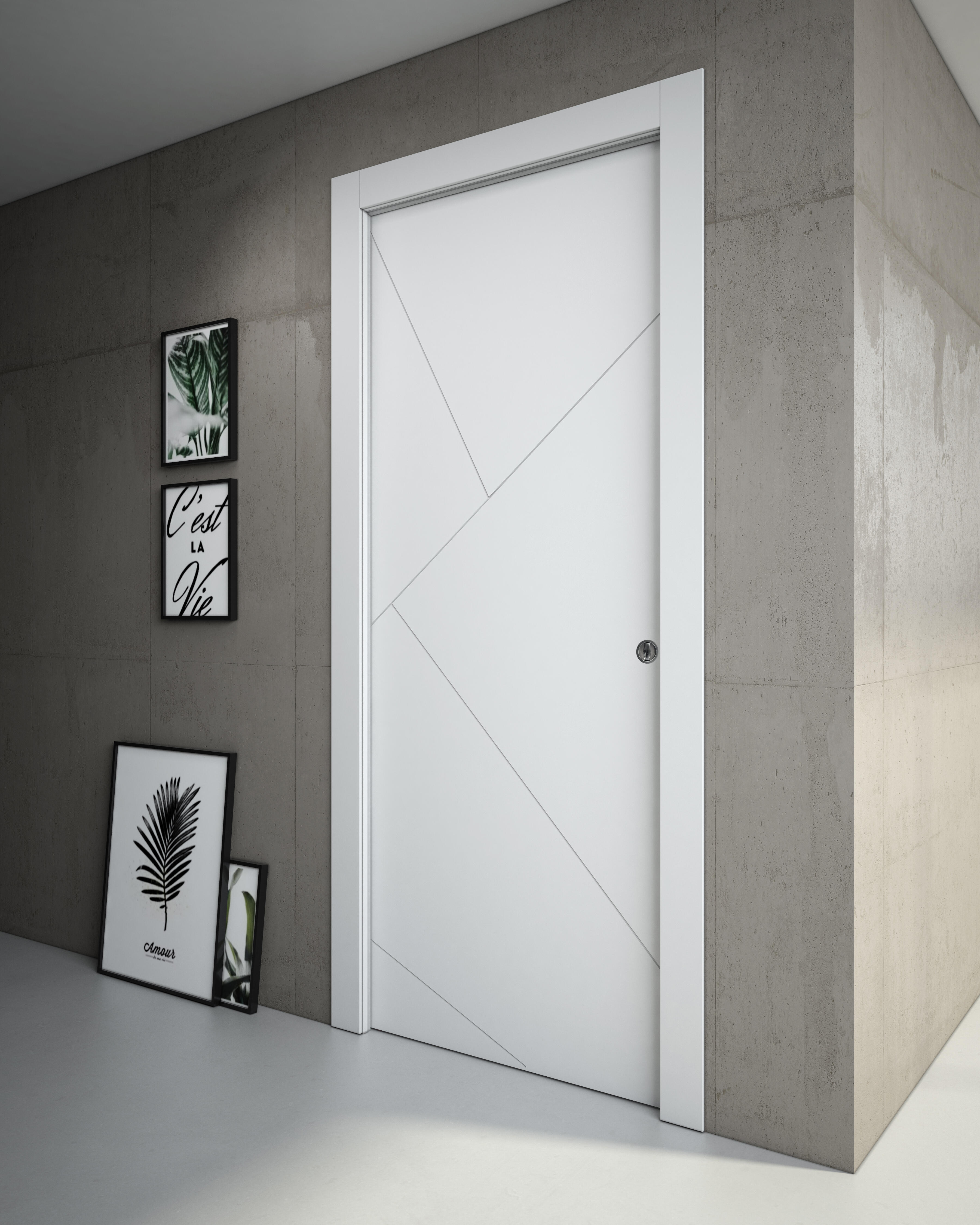 Porta scorrevole in legno, L 80 x H 210 cm, bianca, apertura reversibile VENEZIA25 - 2