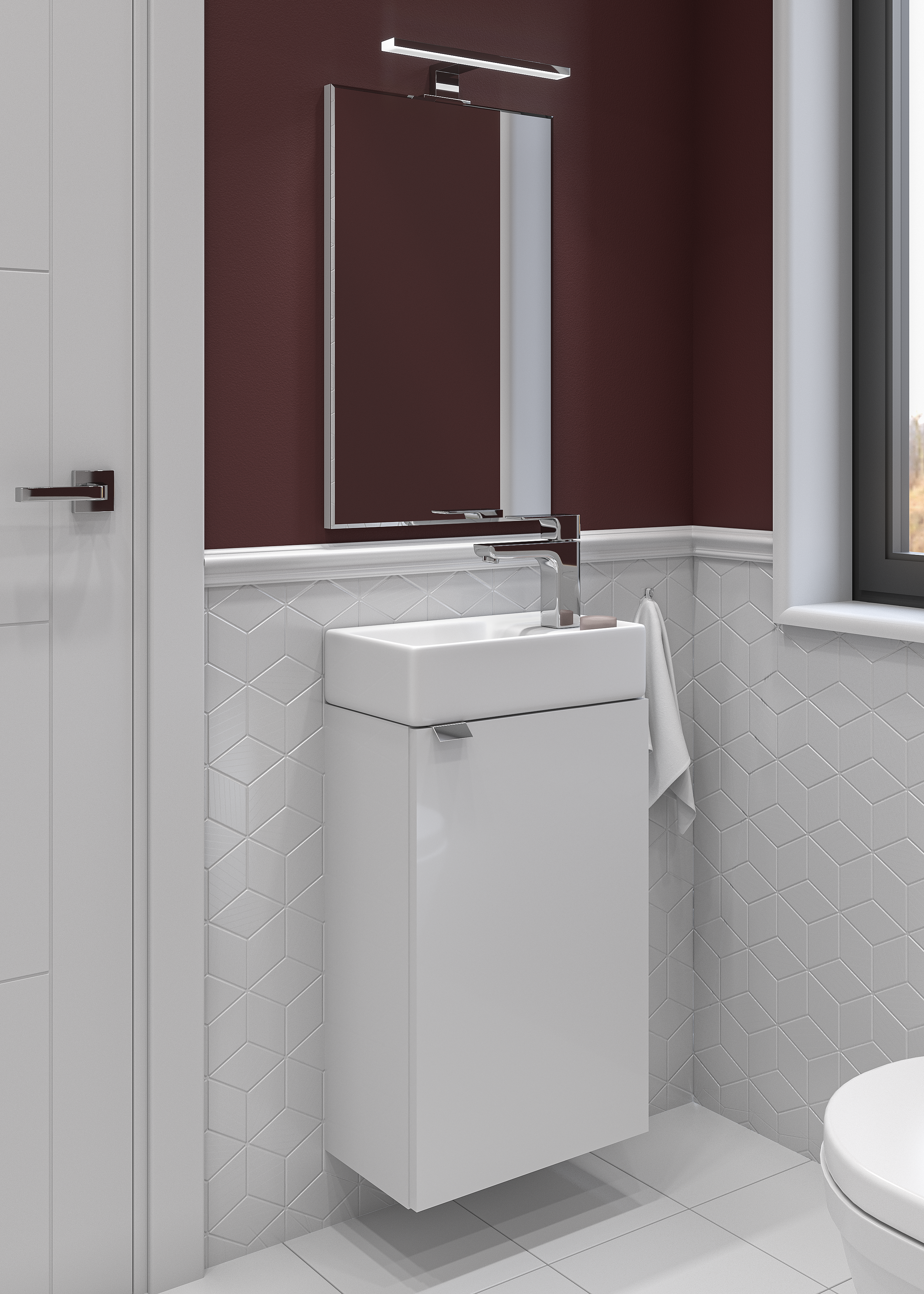 Zestaw mebli łazienkowych z umywalką 40 Diego biały Defra - 2