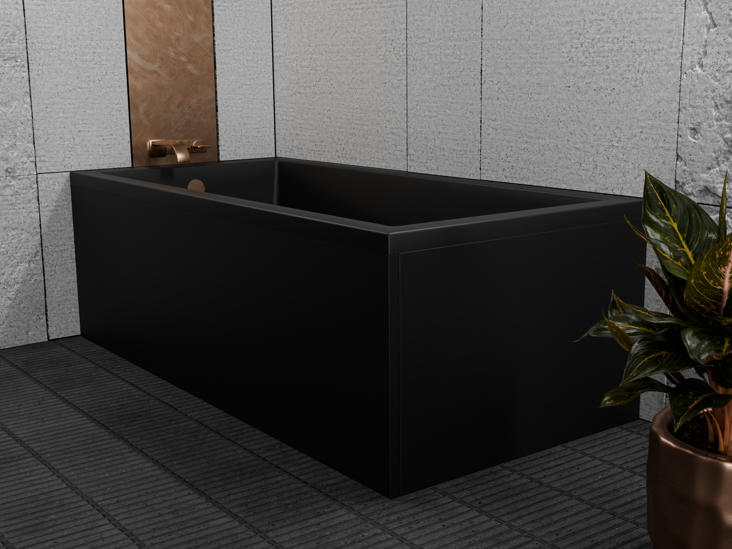 Wanna prostokątna Square czarny mat 140 x 75 cm Sensea - 4