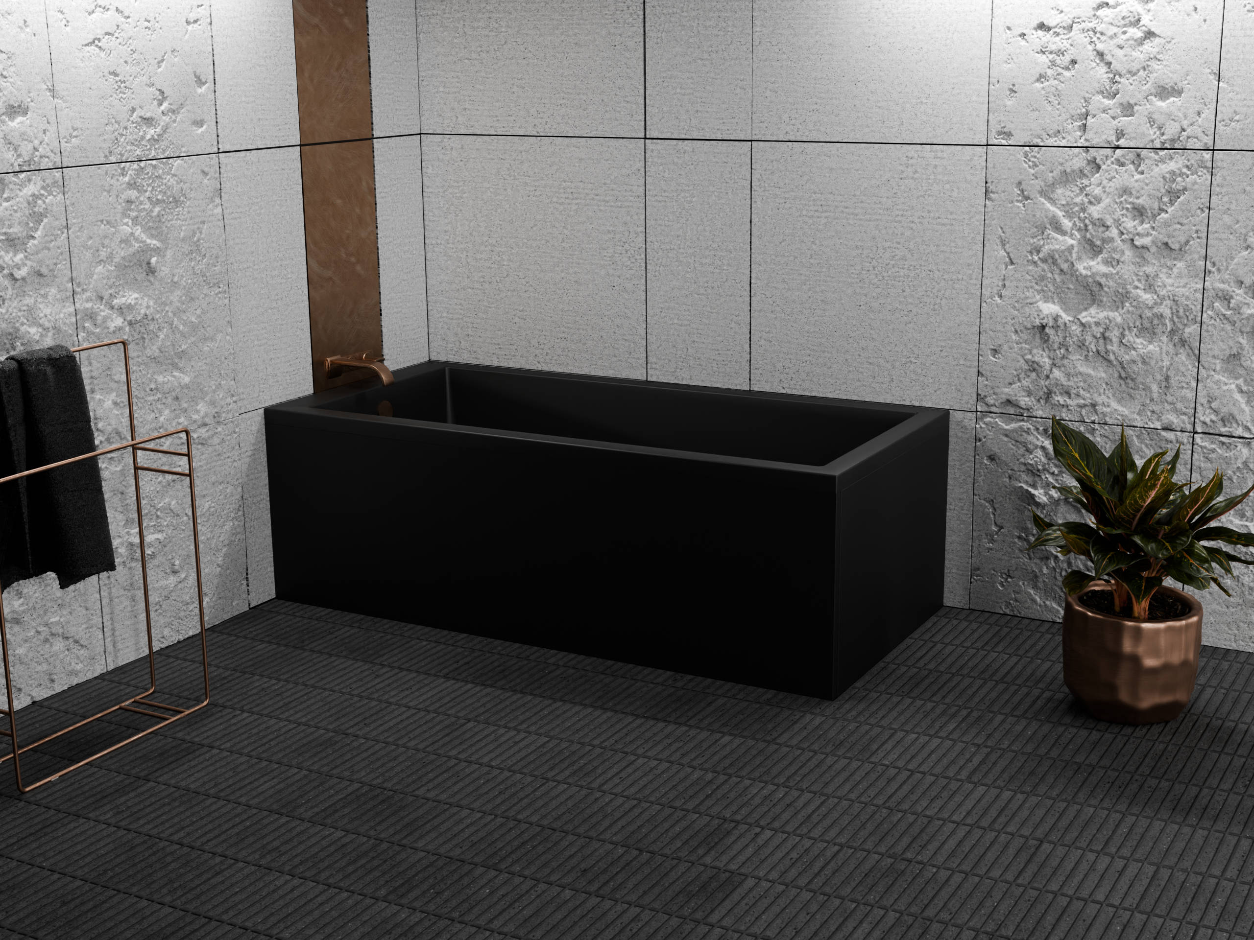 Wanna prostokątna Square czarny mat 140 x 75 cm Sensea - 3