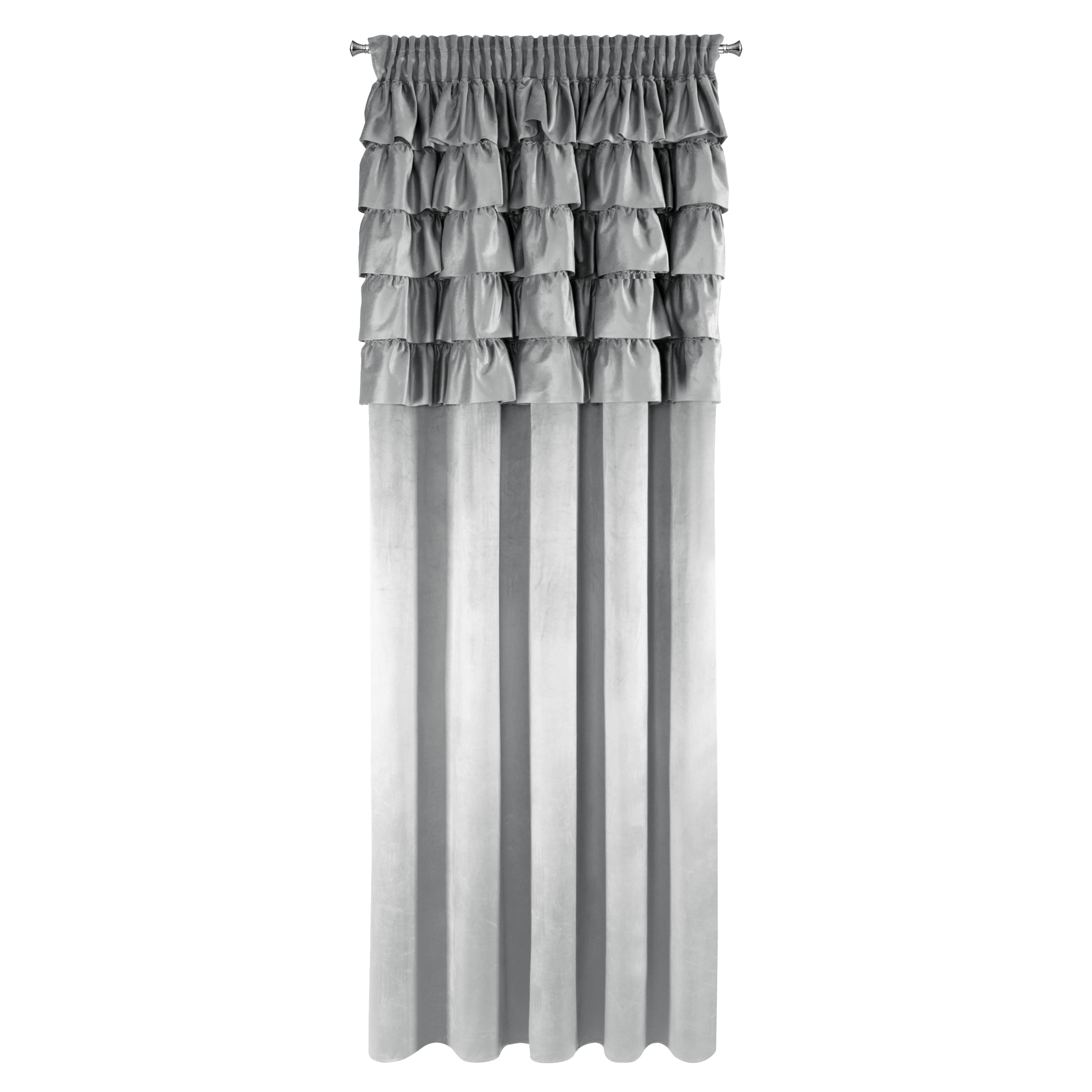 Zasłona Aura 140 x 270 cm szaro-srebrna na taśmie