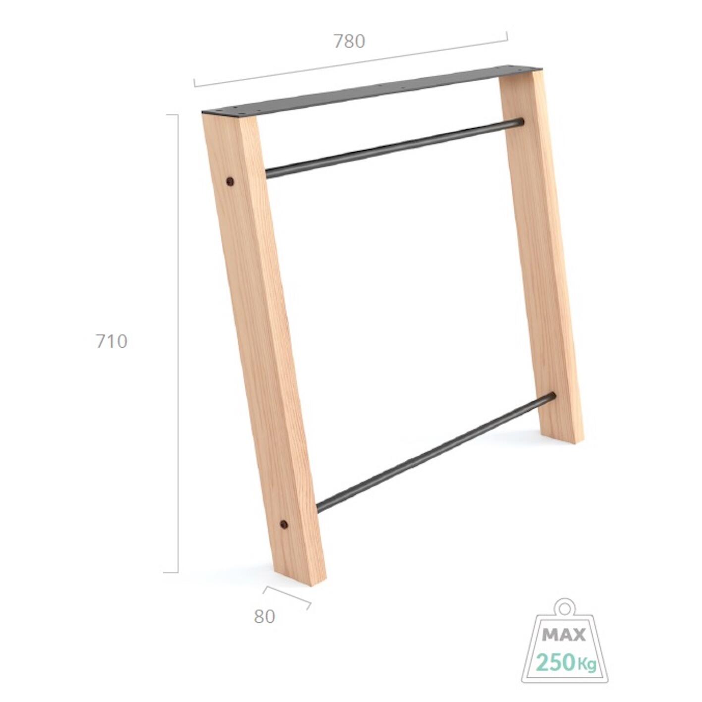 Pied de table design REI hêtre et noir l. 78 x P. 8 x H. 71 cm - 3