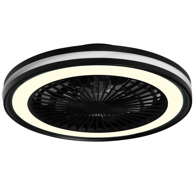 Ventilador de techo con luz sin aspas silencioso DC 18W con mando ø47 cm Rafaga INSPIRE negro luz CCT 6 velocidades| modo verano/invierno| brisa| temporizador| recomendado para <13m²