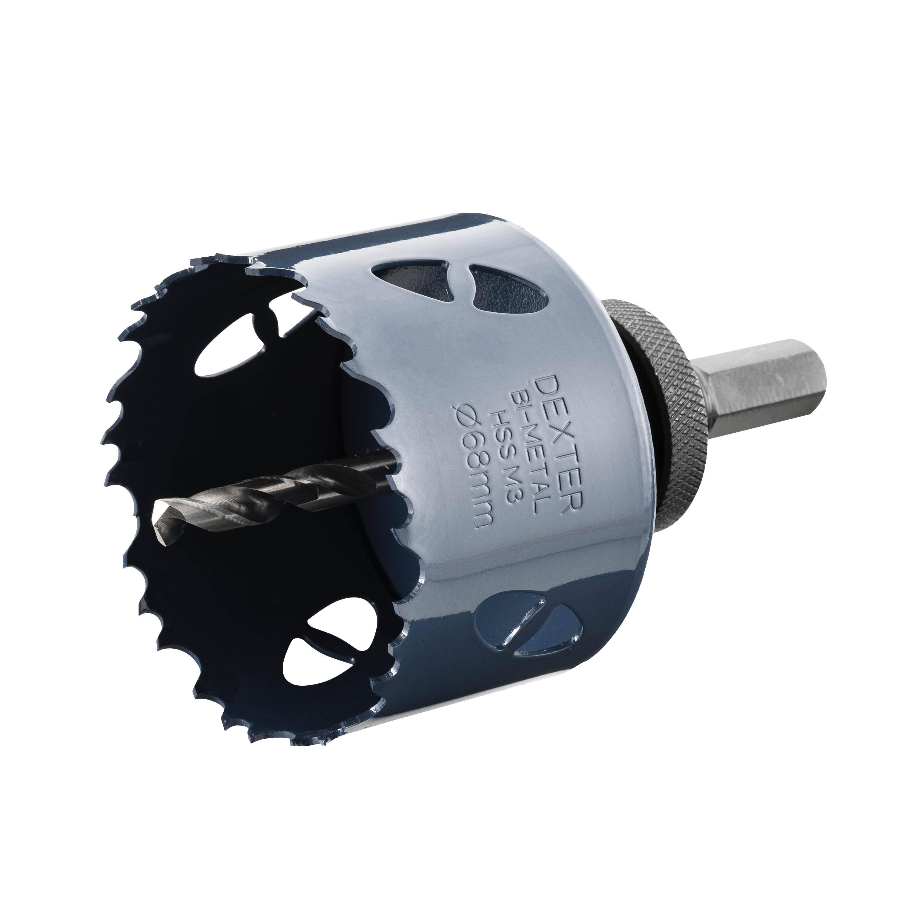Otwornica do metalu HSS 68 mm + wiertło centrujące i trzpień DEXTER - 7
