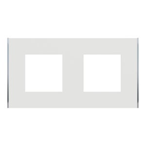 Plaque double Unica Déco Subtile, SCHNEIDER ELECTRIC, blanc liseré argenté
