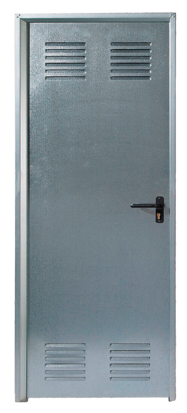 Puerta de trastero liso acero galvanizado con llave 1 punto de seguridad apertura izquierda 200x80cm