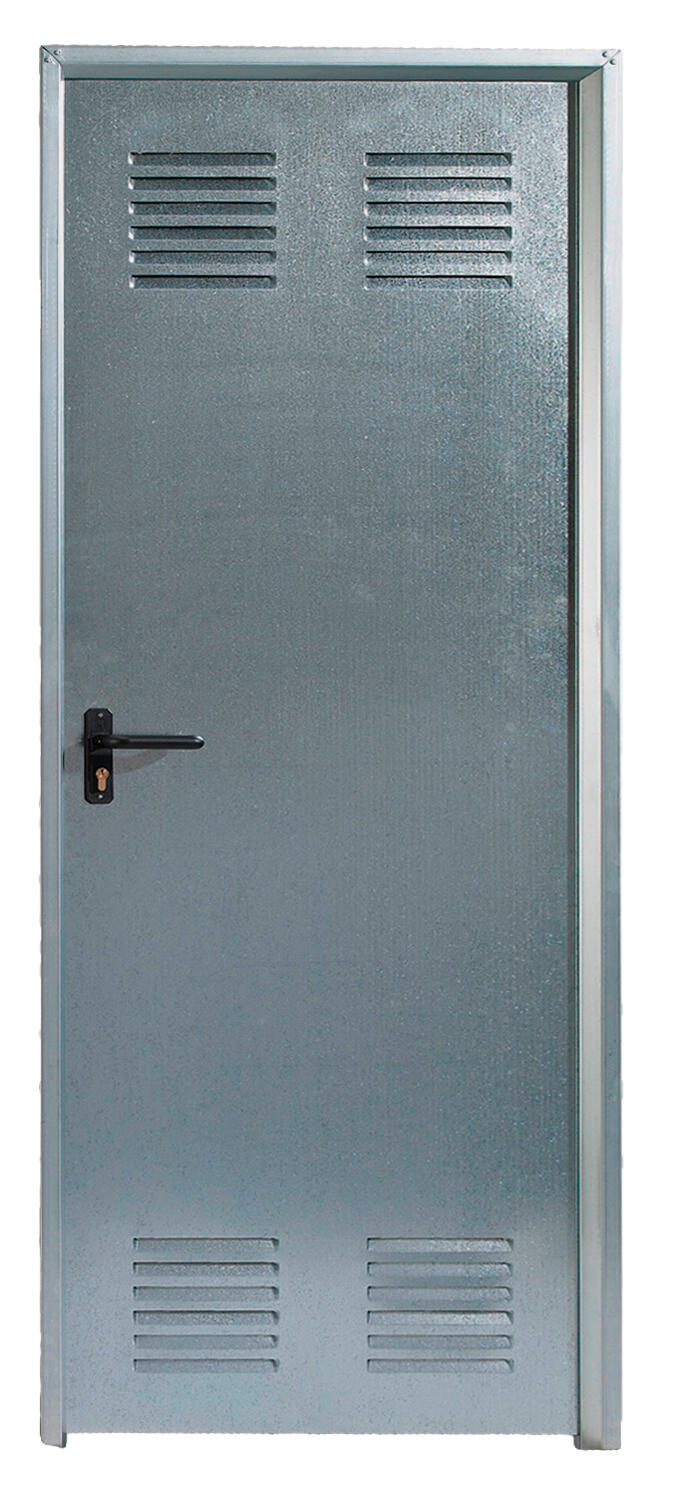 Puerta de trastero liso acero galvanizado con llave 1 punto de seguridad apertura derecha 200x80cm