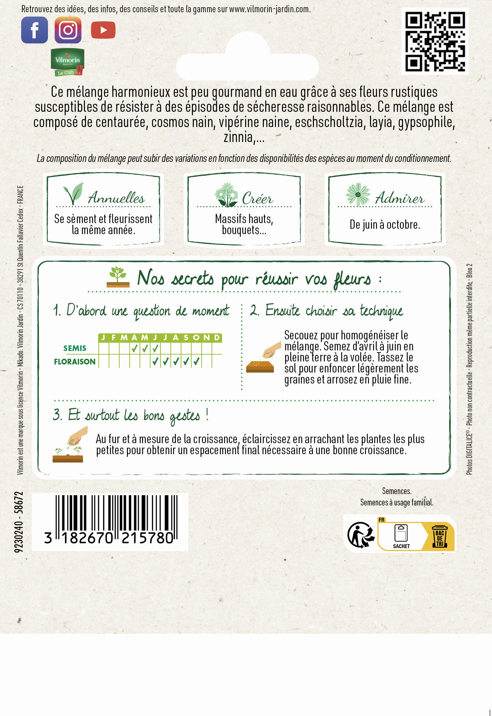 Prairie fleurie résistant sécheresse multicolore - 2