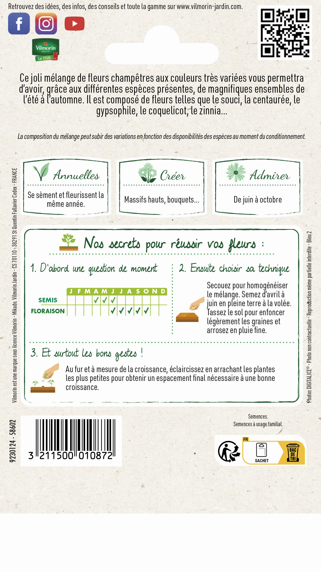 Mélange de fleurs pour bouquet champêtre multicolore - 2