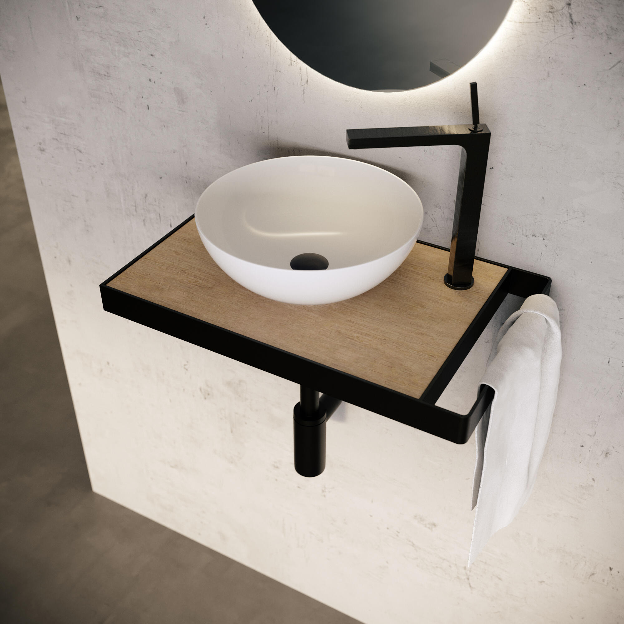Mueble de baño kit mini marmostone negro 50x30 cm